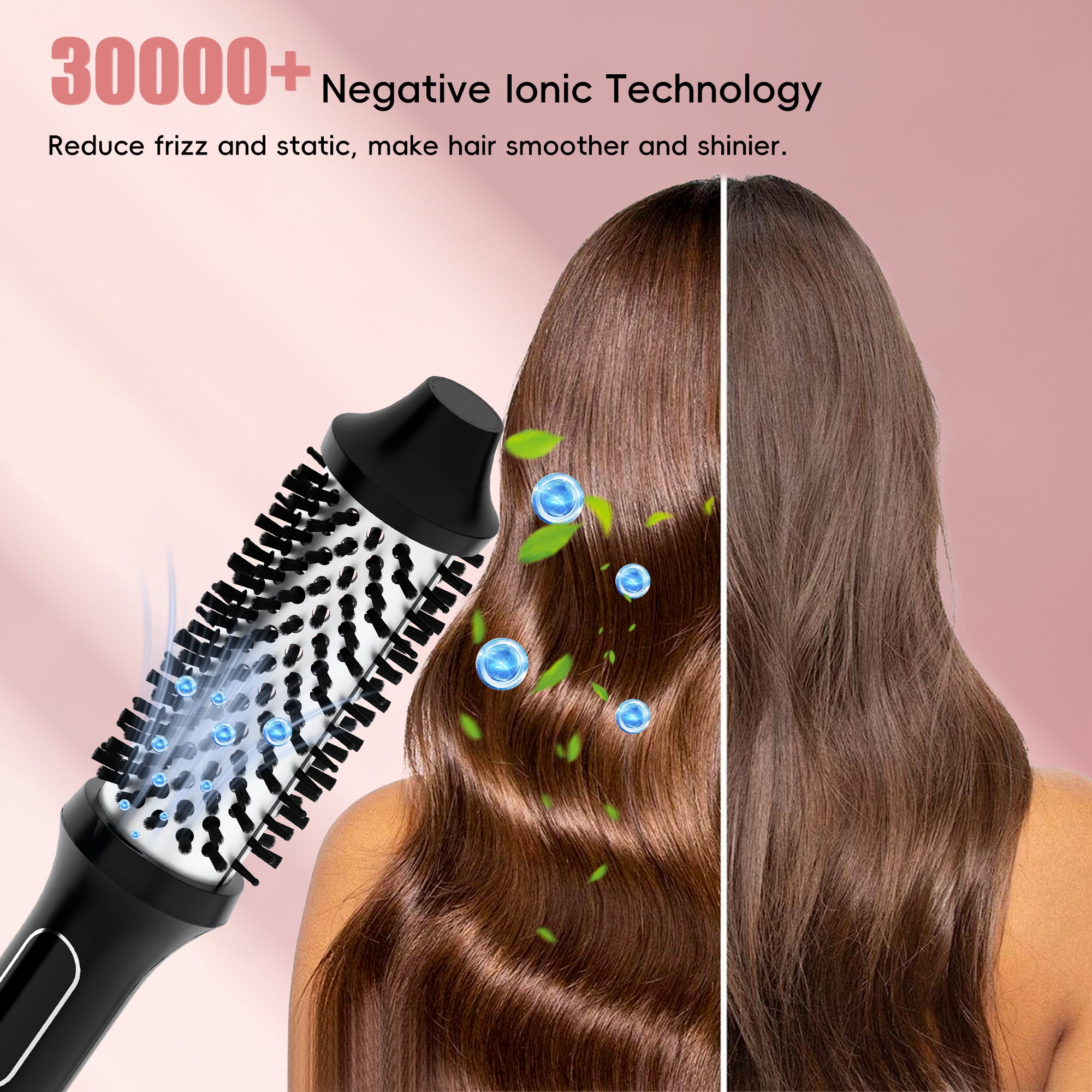 Nicebay Thermal Brush, Heated Round Brush Blow Dryer, Curling Iron Brush, 1.5 inch Electric Curl Wand, Curly Hair Brush, Blowout Brush Dual Voltage