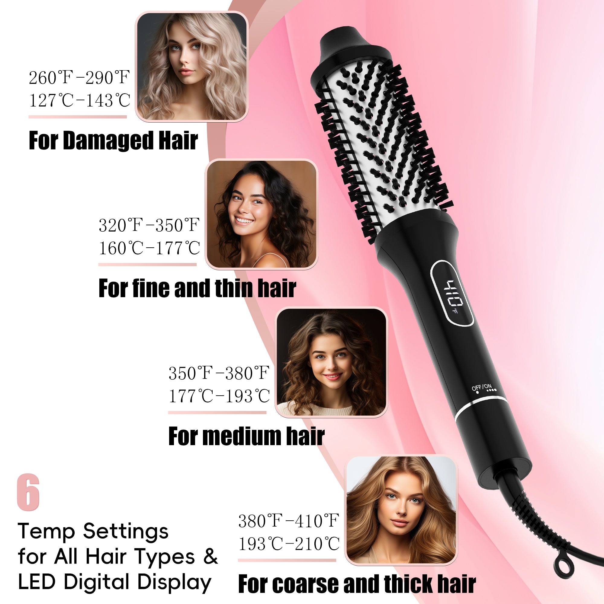 Nicebay Thermal Brush, Heated Round Brush Blow Dryer, Curling Iron Brush, 1.5 inch Electric Curl Wand, Curly Hair Brush, Blowout Brush Dual Voltage