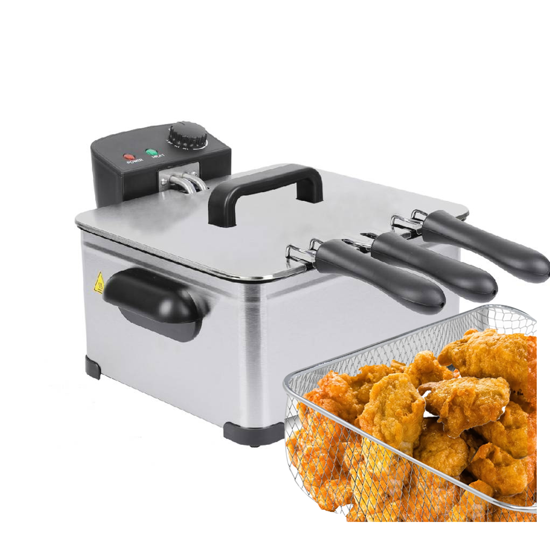 WHALL 5 L Deep Fryer with 3 Baskets,21 Cups Oil Capacity
