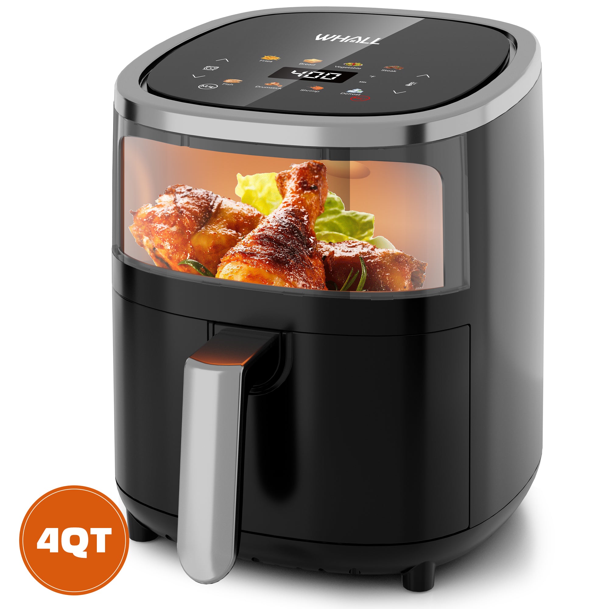 WHALL 3.5QT Air Fryer Oven, 8-in-1 Preset Menus, LED Smart Touchscreen, Reduce 85% Fat