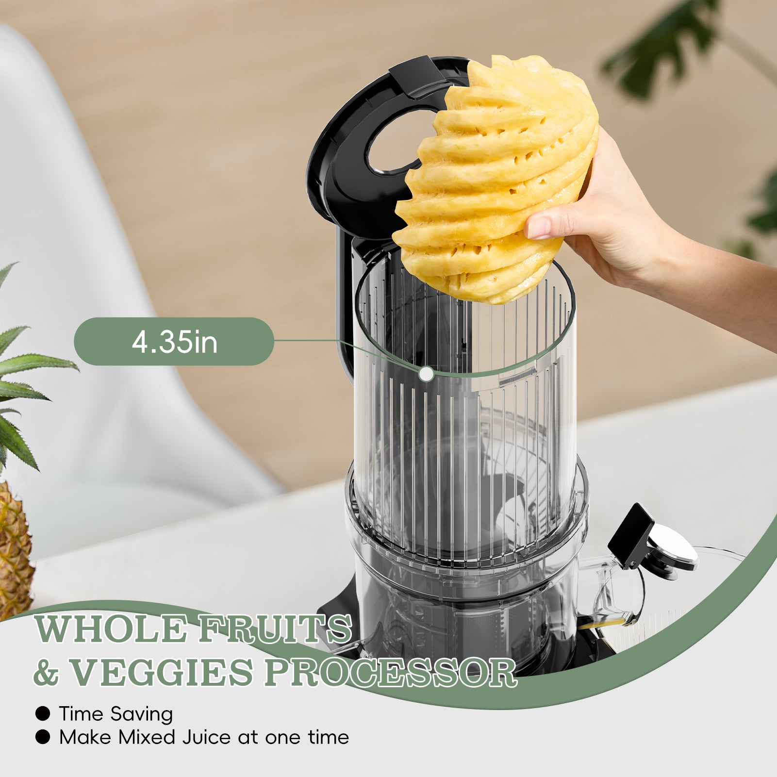 Whall Cold Press Juicer Machines with 4.2" Extra Large Feed Chute, Reverse Function