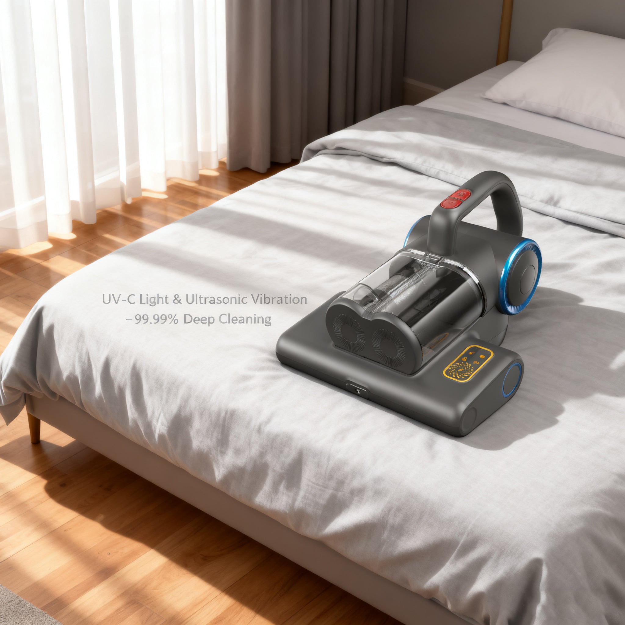 WHALL 500W Corded Bed Vacuum, Powerful 16Kpa with 253.7nm UV-C Lamp, 140°F Heat & HEPA, Ultrasonic Handheld for Bed/Sofa/Crib