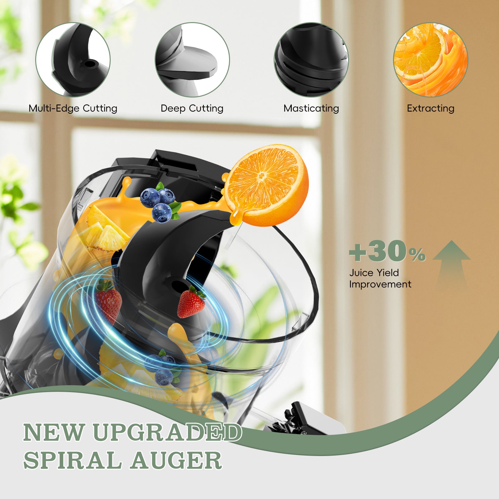 Whall Cold Press Juicer Machines with 4.2" Extra Large Feed Chute, Reverse Function