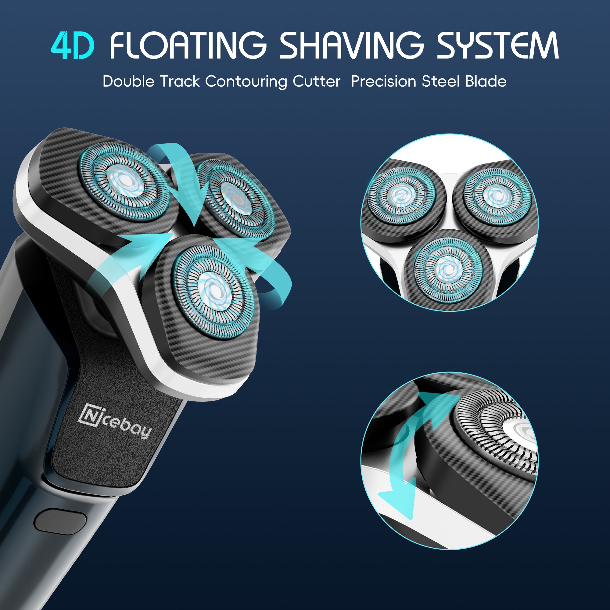 NICEBAY Electric shaver for men, Electric razor with nose hair trimmer
