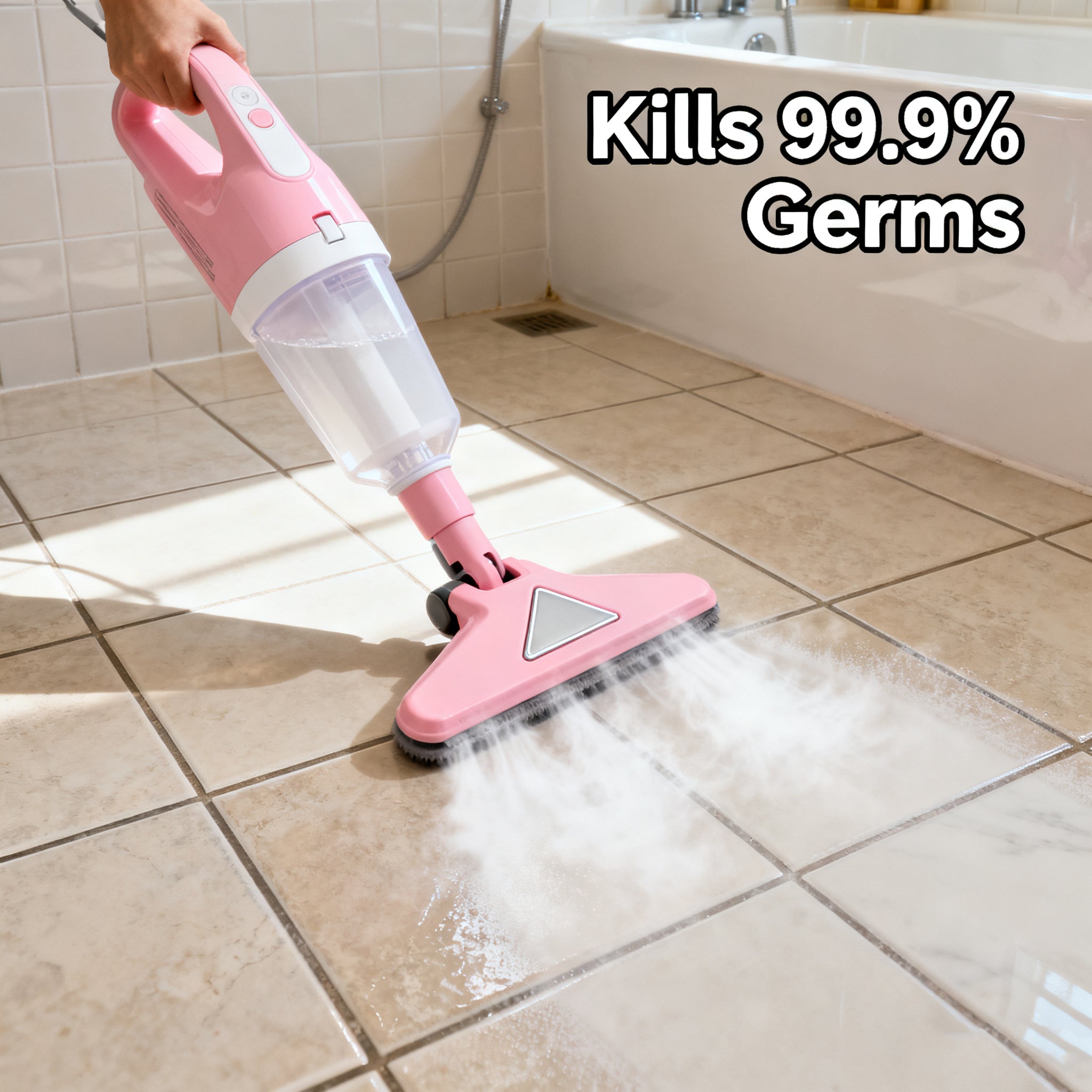 WHALL Steam Mop Cleaner with Detachable Handheld Steamer, 5-in-1 Multi Accessories, Washable Microfiber Pads, 450ml Tank, 3 Adjustable Levels