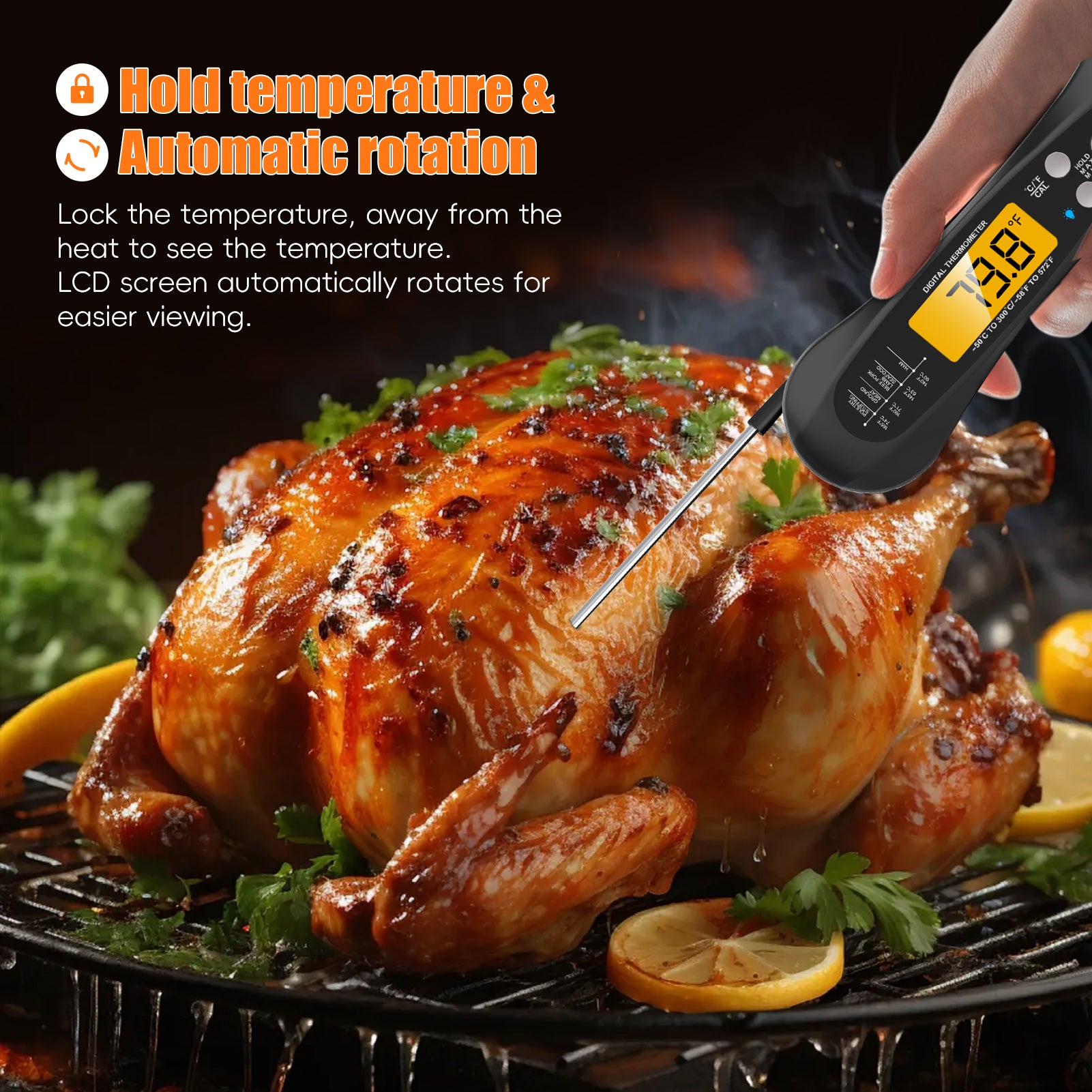 Meat Thermometer, Waterproof & Ultra-Fast Instant Read Food Thermometer