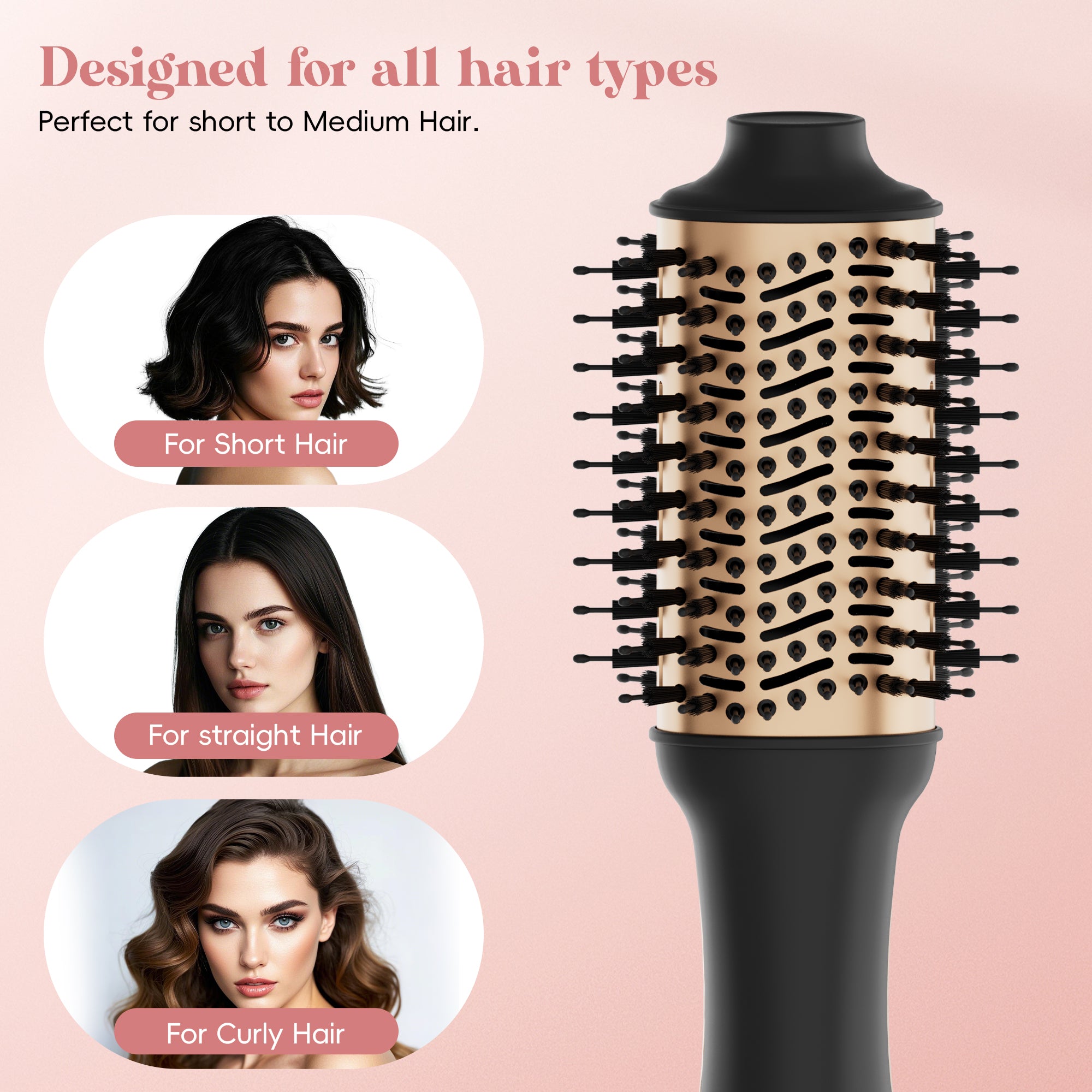 NICEBAY Hair Dryer Brush, Blow Dryer Brush with Display Screen, One Step Hot Air Brush for Hair Drying, Straightening and Volumizing