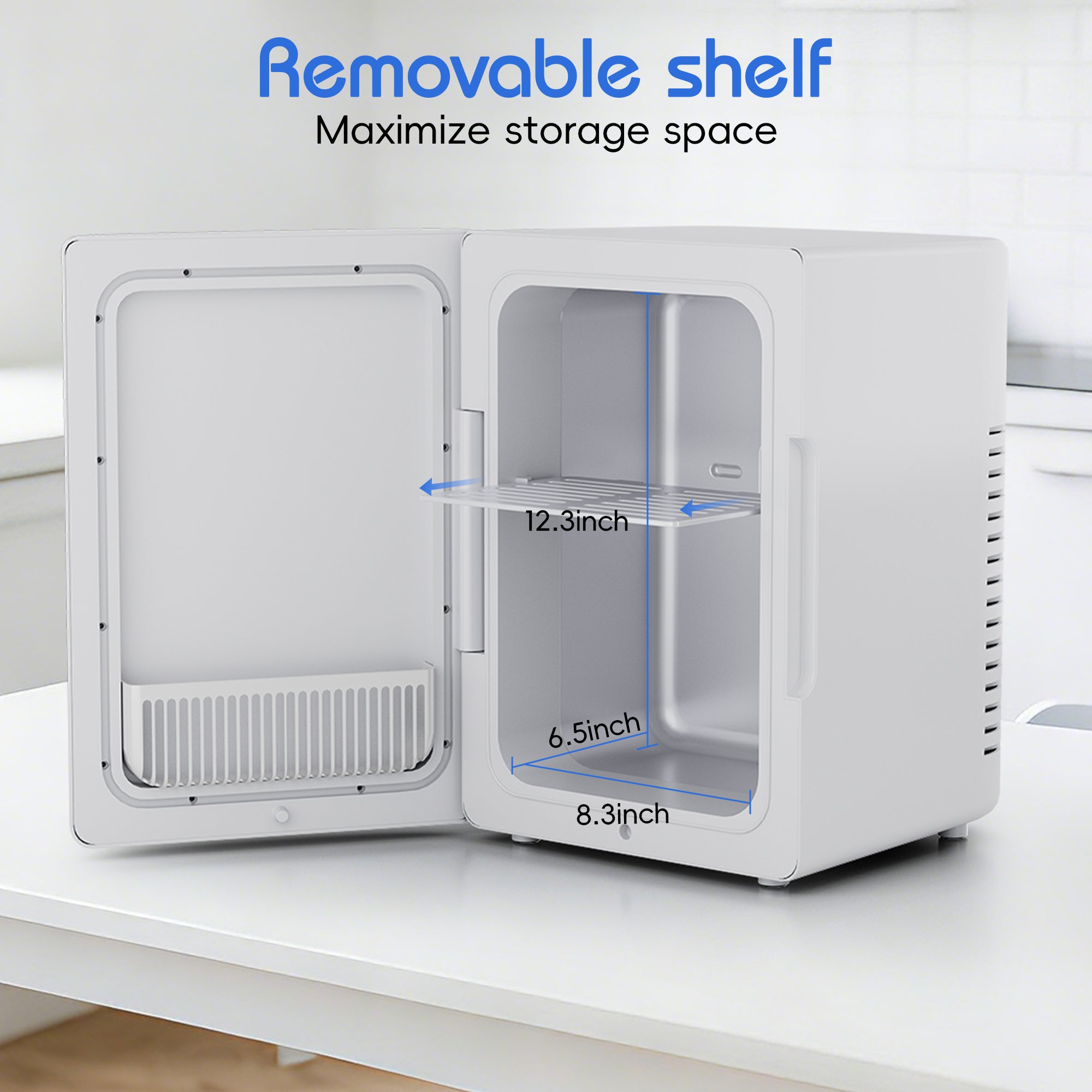 12L Mini Fridge Cooler & Warmer, Dual Power Portable Electric Refrigerator for Bedroom, Car, Skincare, Camping