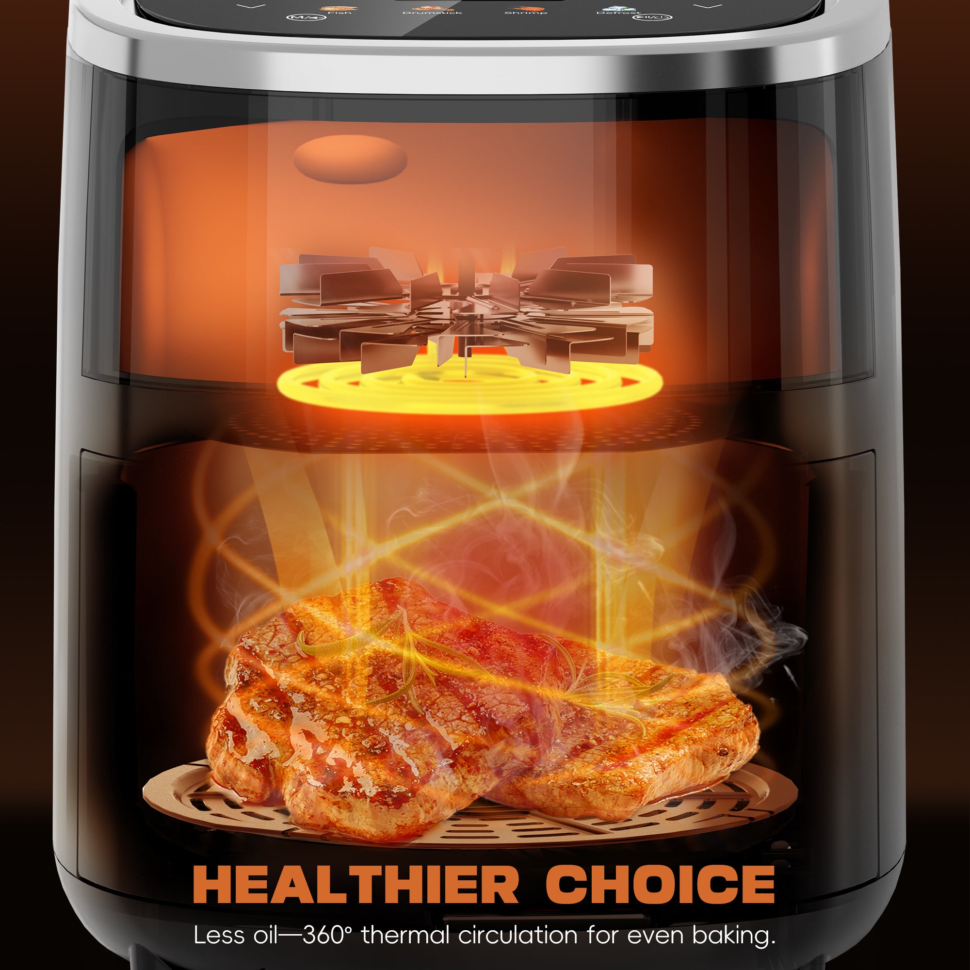 WHALL 3.5QT Air Fryer Oven, 8-in-1 Preset Menus, LED Smart Touchscreen, Reduce 85% Fat