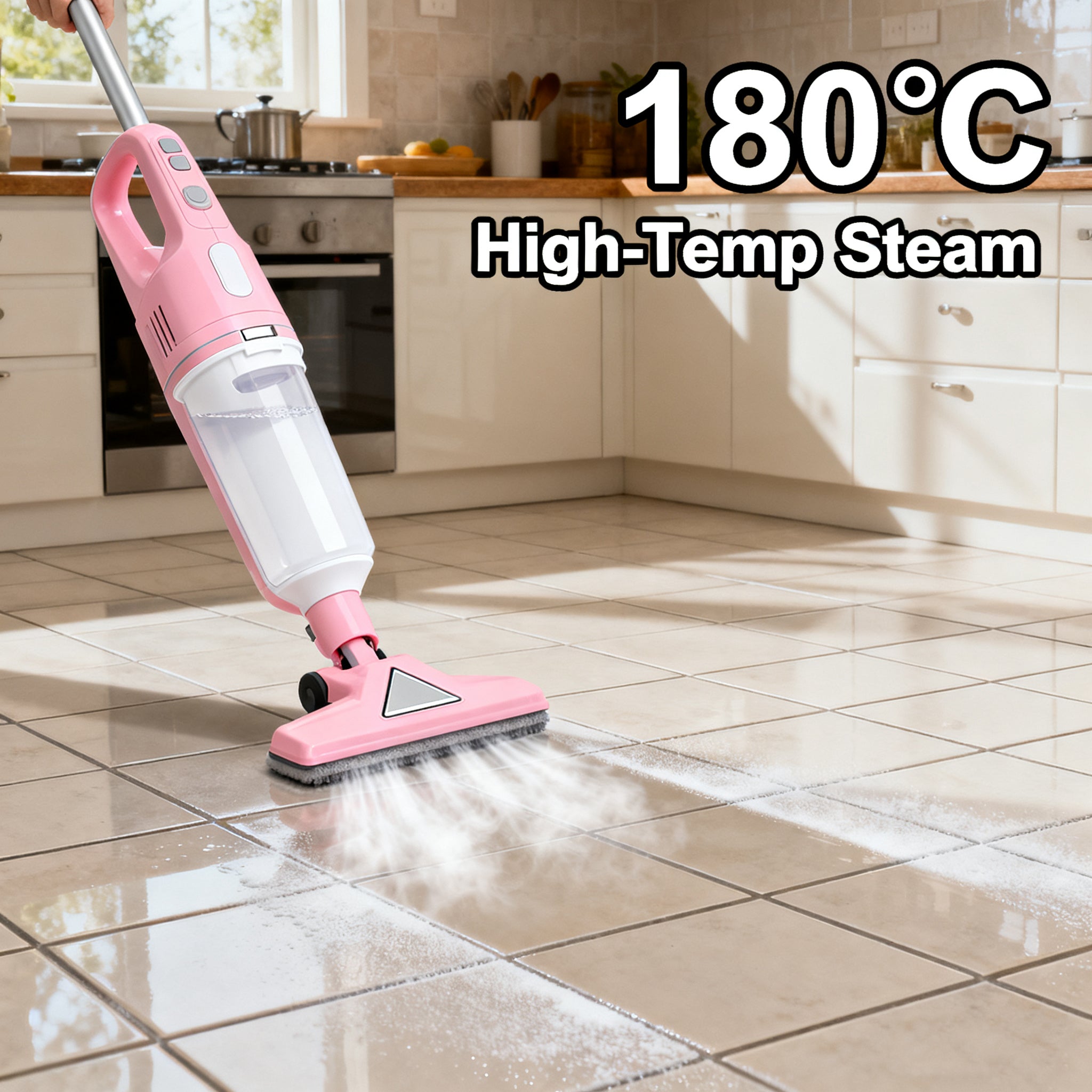 WHALL Steam Mop Cleaner with Detachable Handheld Steamer, 5-in-1 Multi Accessories, Washable Microfiber Pads, 450ml Tank, 3 Adjustable Levels