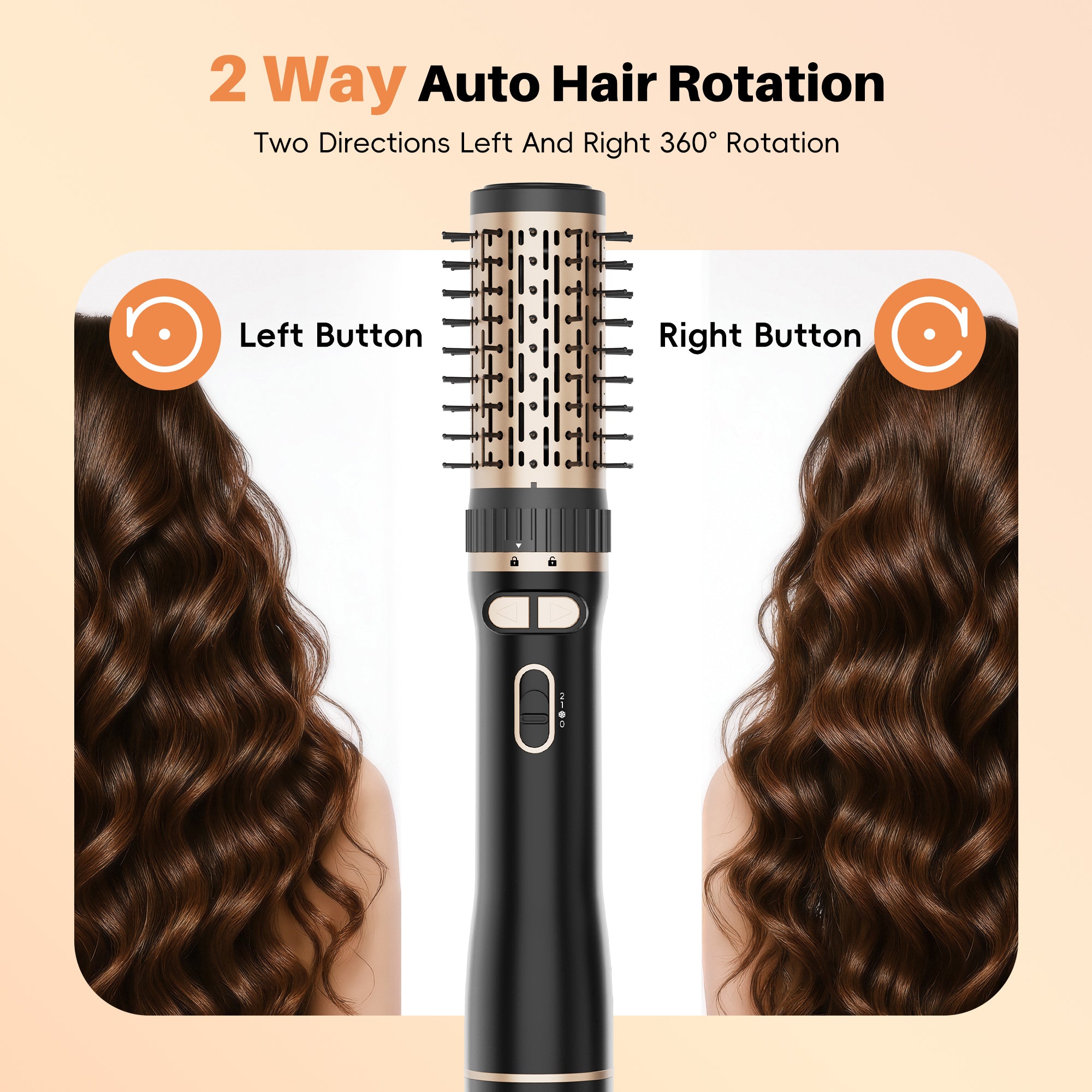 SKIMI Rotating Hair Dryer Brush, Auto Rotating Blow Dryer Brush Spinning, Negative Ionic Brush Blow Dryer, Round Brush Blow Dryer Volumize Curling