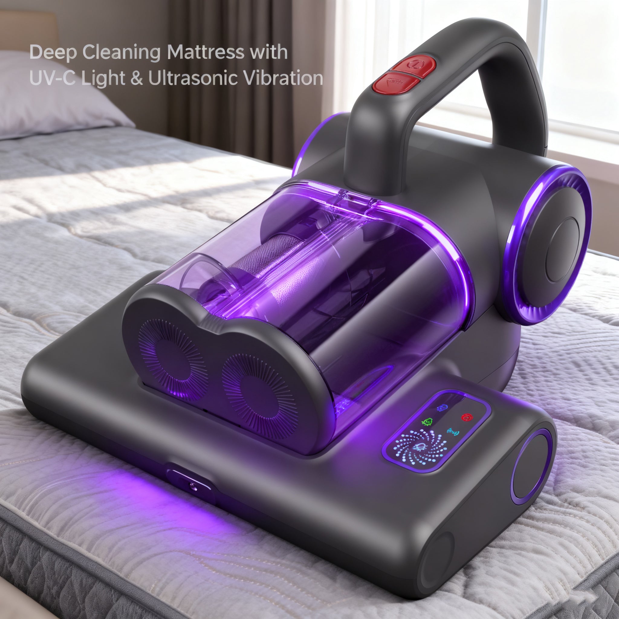 WHALL 500W Mattress Vacuum, Powerful 16Kpa with 253.7nm UV-C Lamp, 140°F Heat & HEPA, Ultrasonic Handheld for Bed/Sofa/Crib