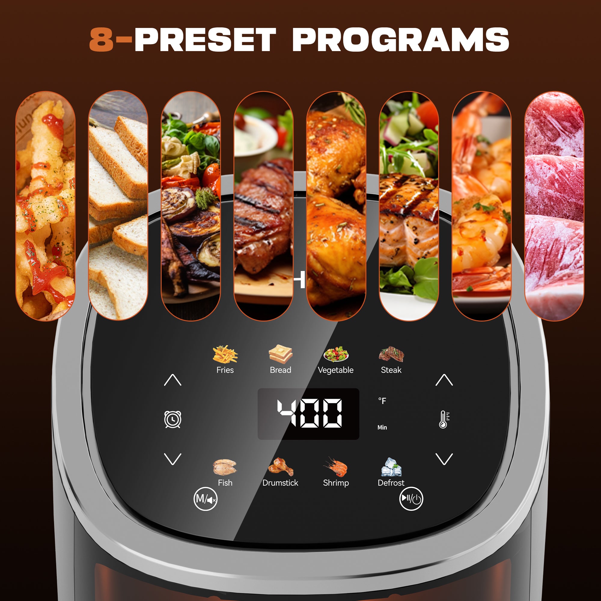 WHALL 3.5QT Air Fryer Oven, 8-in-1 Preset Menus, LED Smart Touchscreen, Reduce 85% Fat