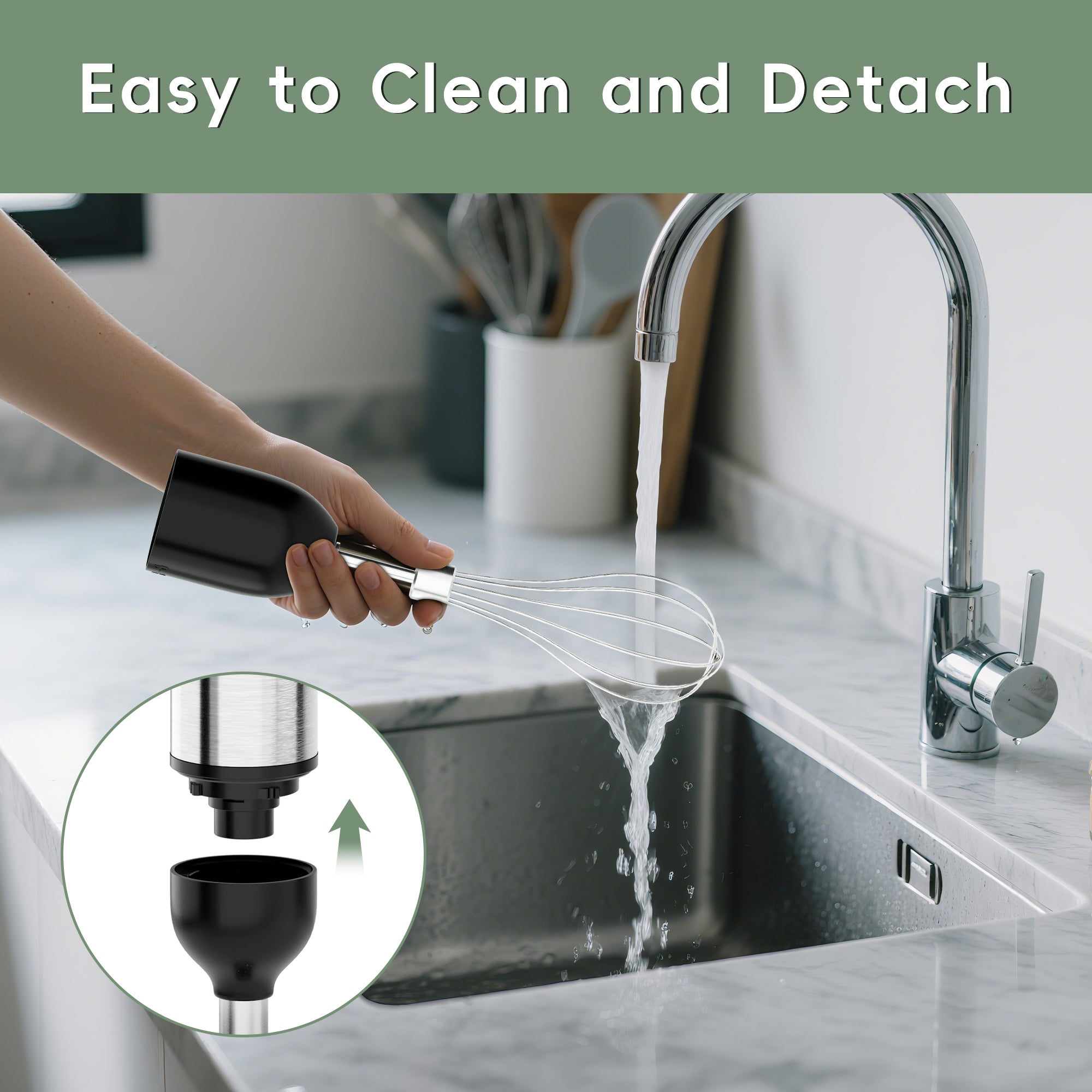 WHALL Immersion Blender,Handheld Blender with Whisk, Milk Frother