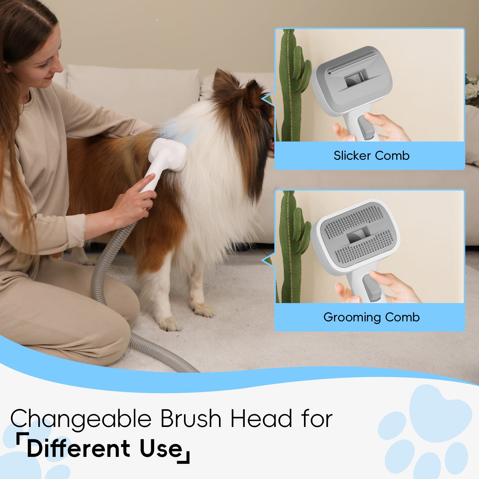 Nicebay Pet Hair Grooming & Cleaner 2-in-1, 5-in-1 Tool with 3 Modes, 3L Dustbin & Low Noise for Effective Pet Hair Care