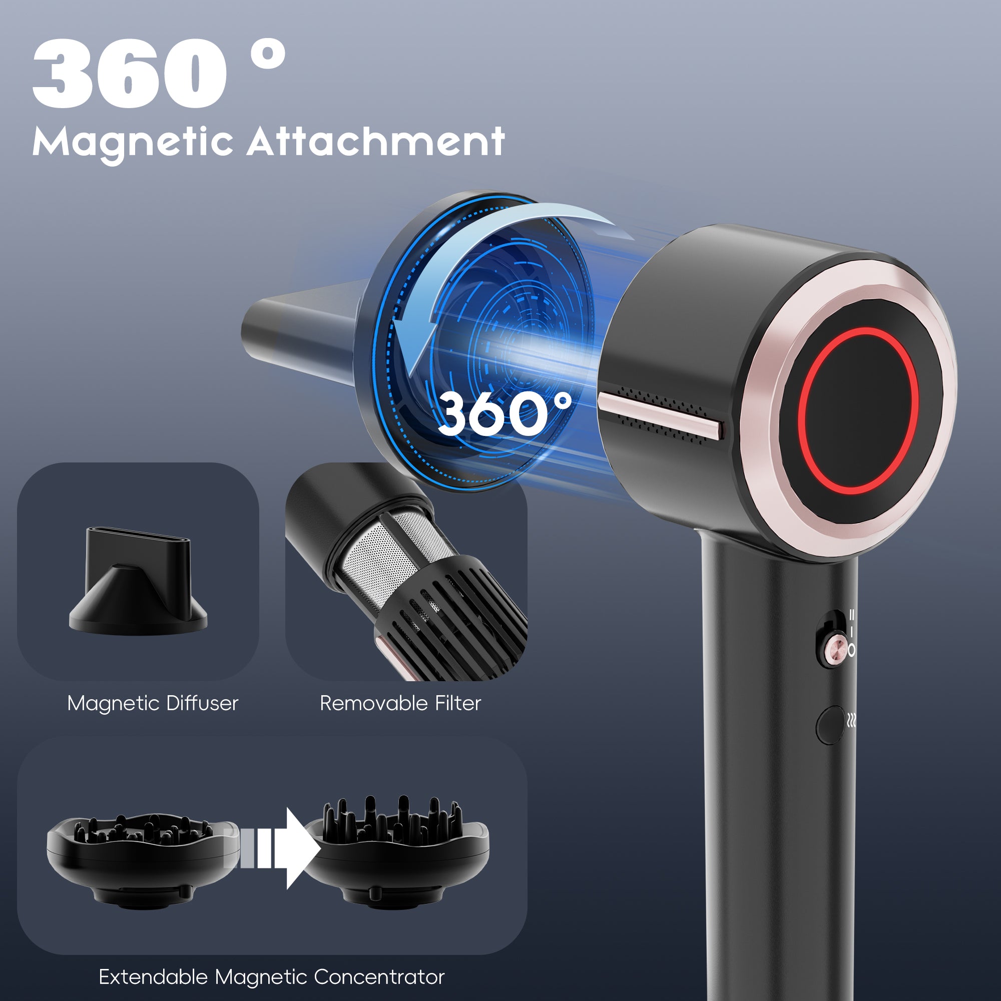 NICEBAY Blow Dryer, Ionic Hair Dryer with High-Speed 110000RPM, 1600W Brushless Motor, Fast Hair Drying