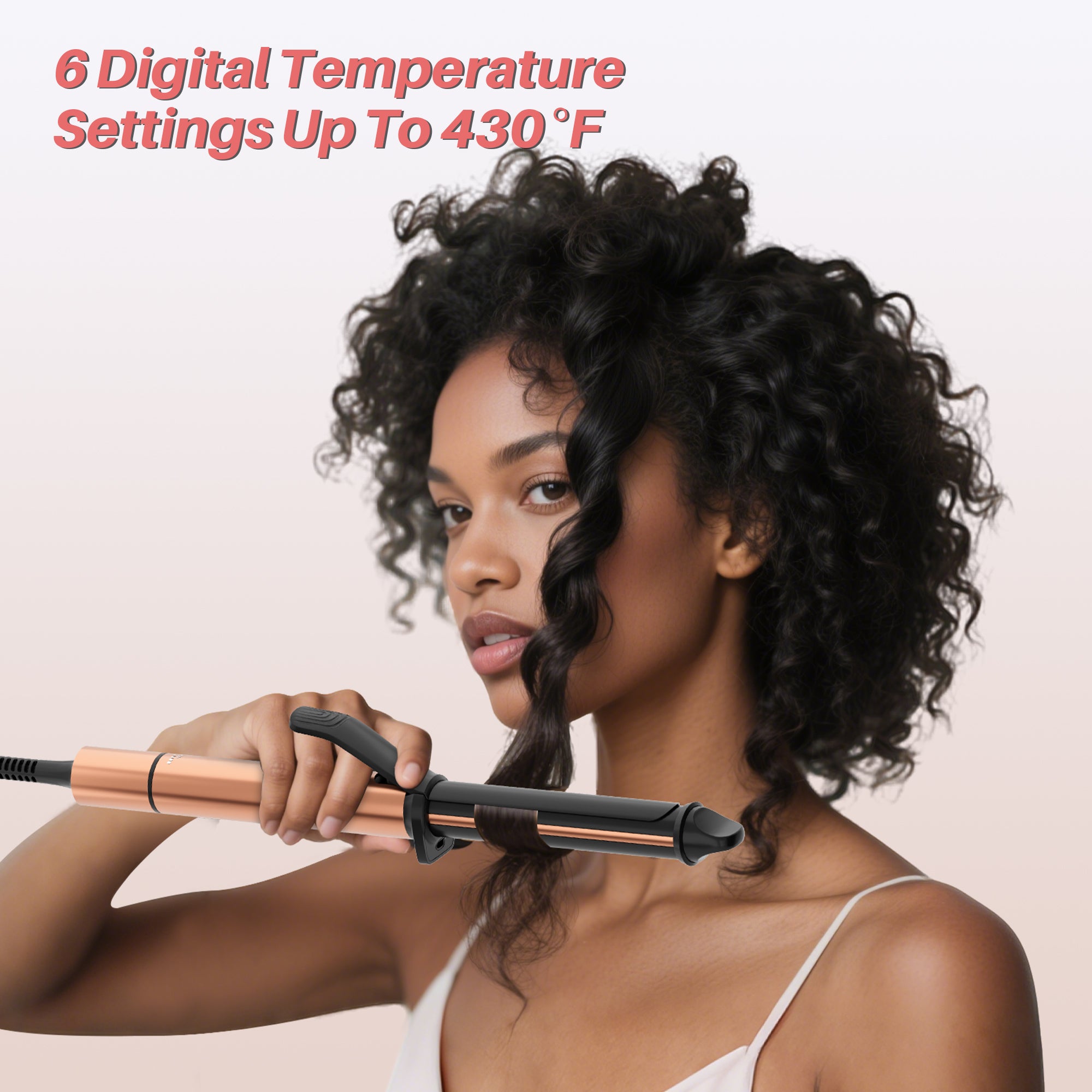 NICEBAY 1 Inch Ceramic Curling Iron Wand, 6 Temp Settings Up to 430F, Professional Curler for All Hair Types