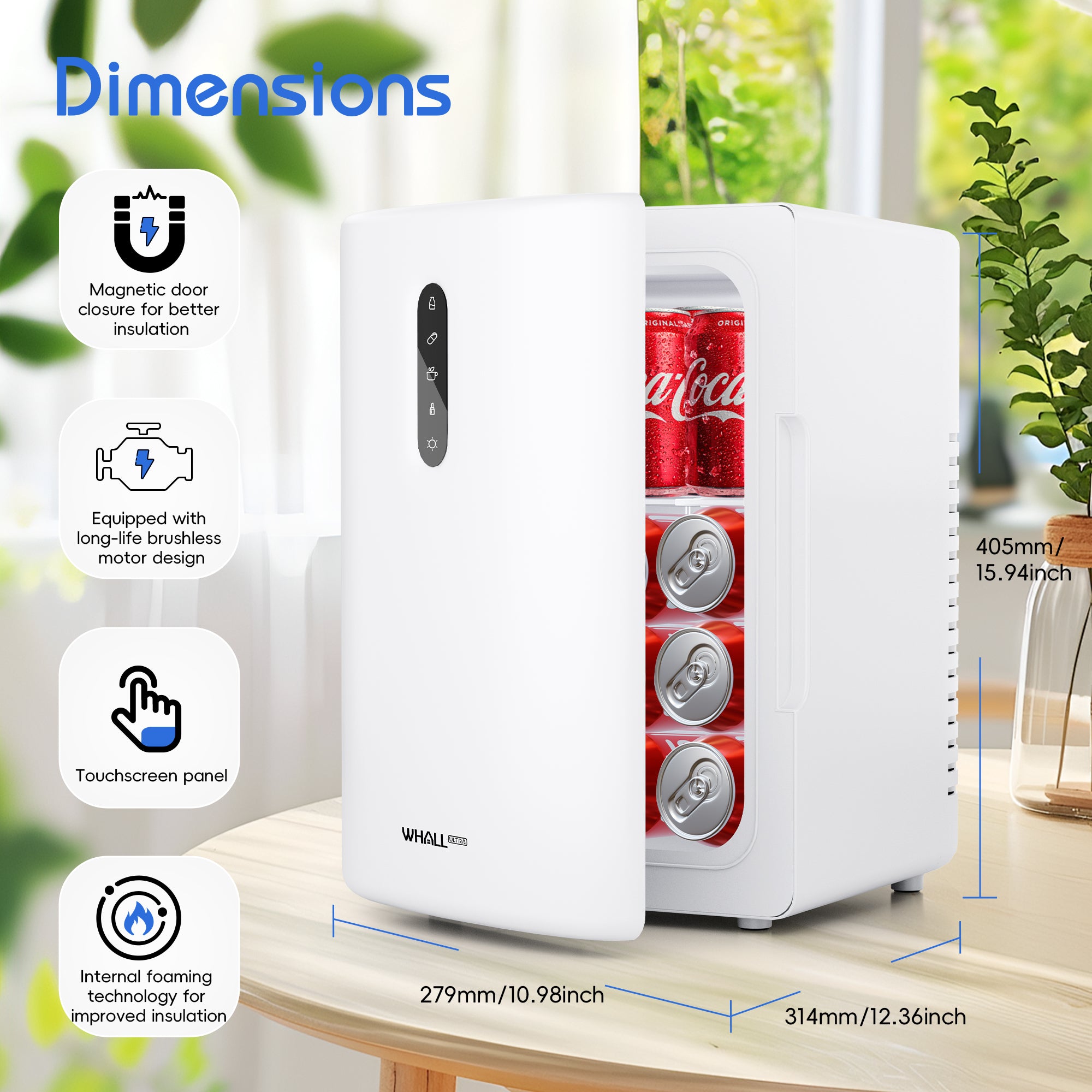 12L Mini Fridge Cooler & Warmer, Dual Power Portable Electric Refrigerator for Bedroom, Car, Skincare, Camping