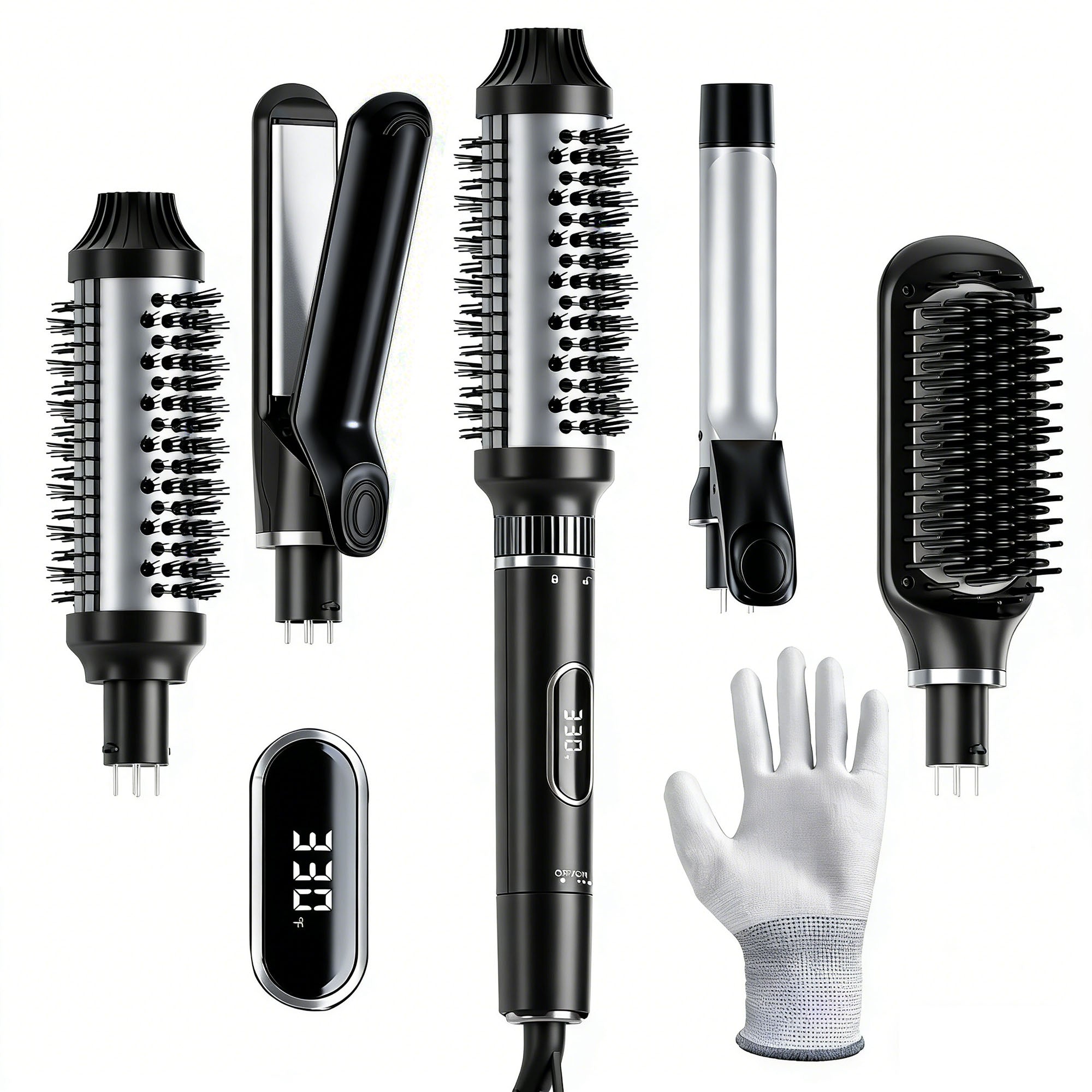 NICEBAY by SKIMI Thermal Brush, Curling Iron, Professional Instant Heat Up Hair Curling Wand Set, Flat Iron, Hair Tools, Hair Straightener