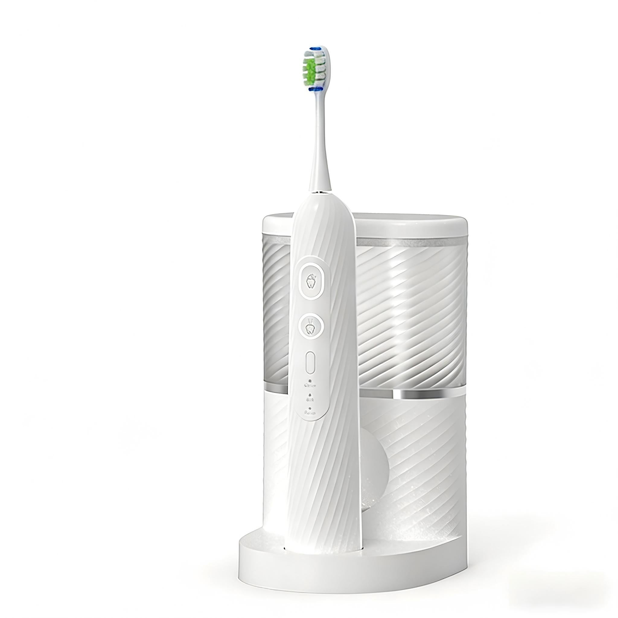 NICEBAY Portable Water flosser with Electric Toothbrush, 2 in 1 Oral Teeth Cleaning Kit, Electric Toothbrush and flosser Combo, Water Flosser for Travel and Home(White)