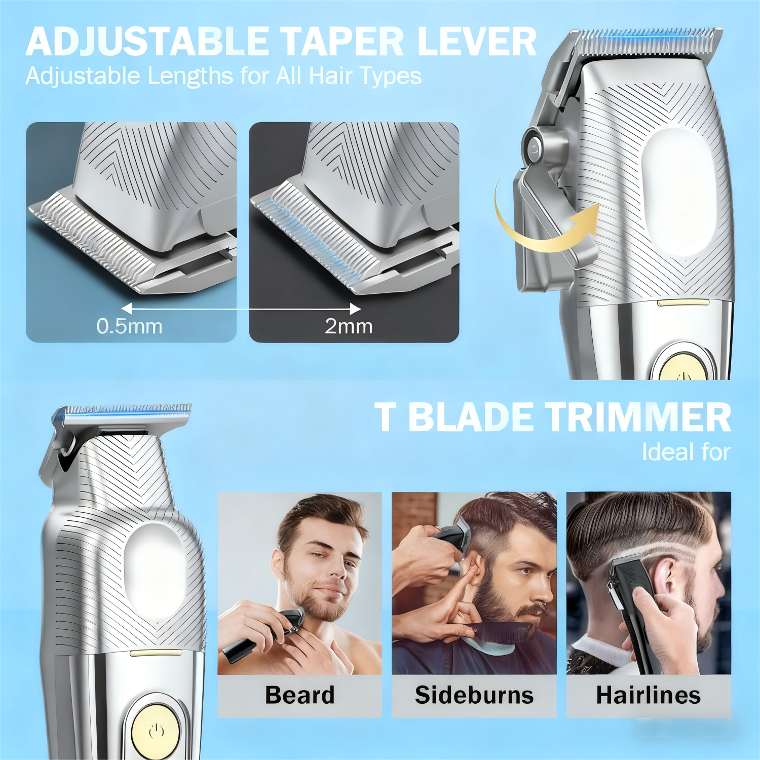NICEBAY Professional Hair Clippers for Men, Cordless Barber Clippers and Trimmer Set with Storage Stand, Sharp Blades, Smart LED Display, Type-C Charging, Long Runtime, Gifts for Men