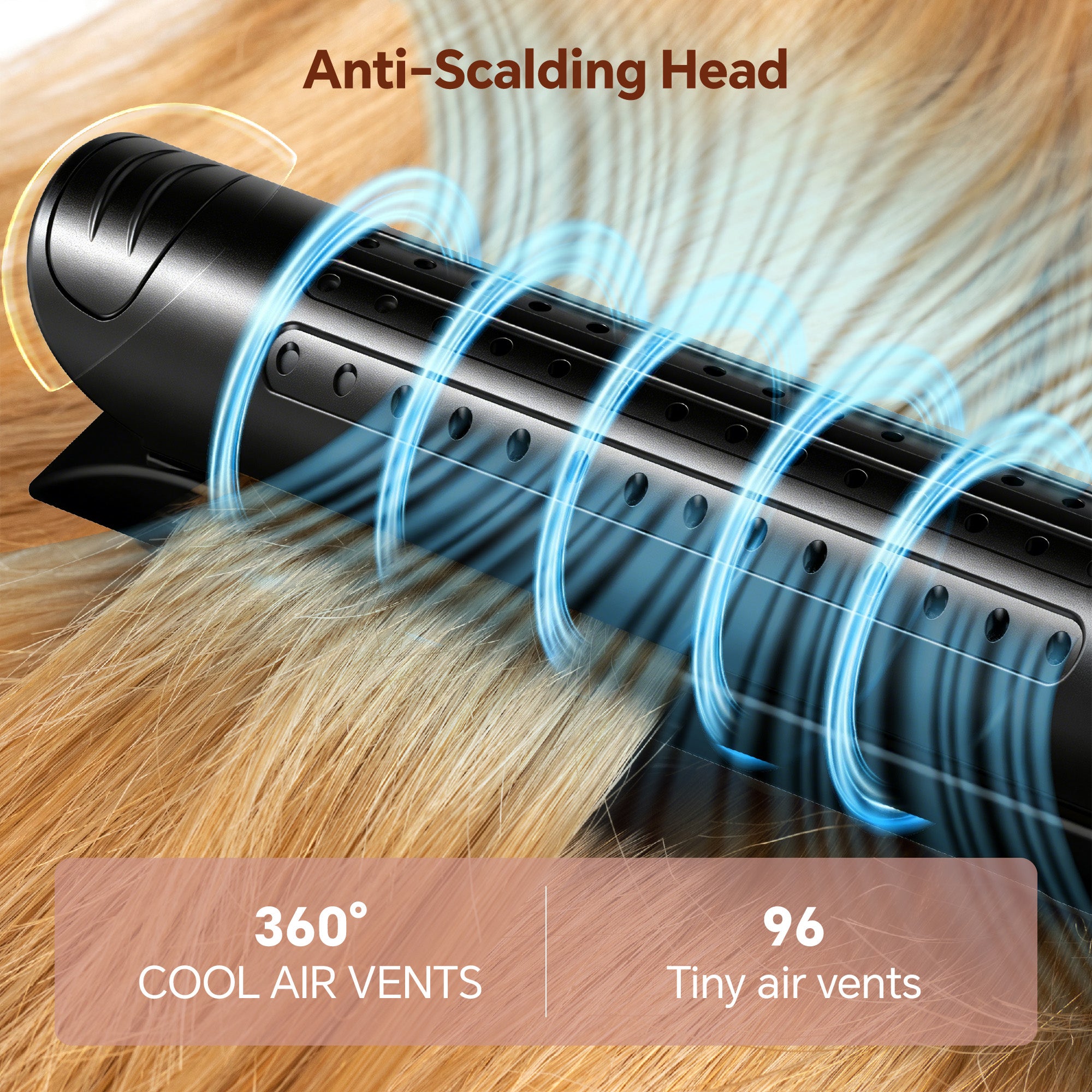 NICEBAY Airflow Styling Curling Iron, Hair Straightener, 1 inch Curling Wand, 360° Cool Air Vent, Flat Iron, Universal Voltage