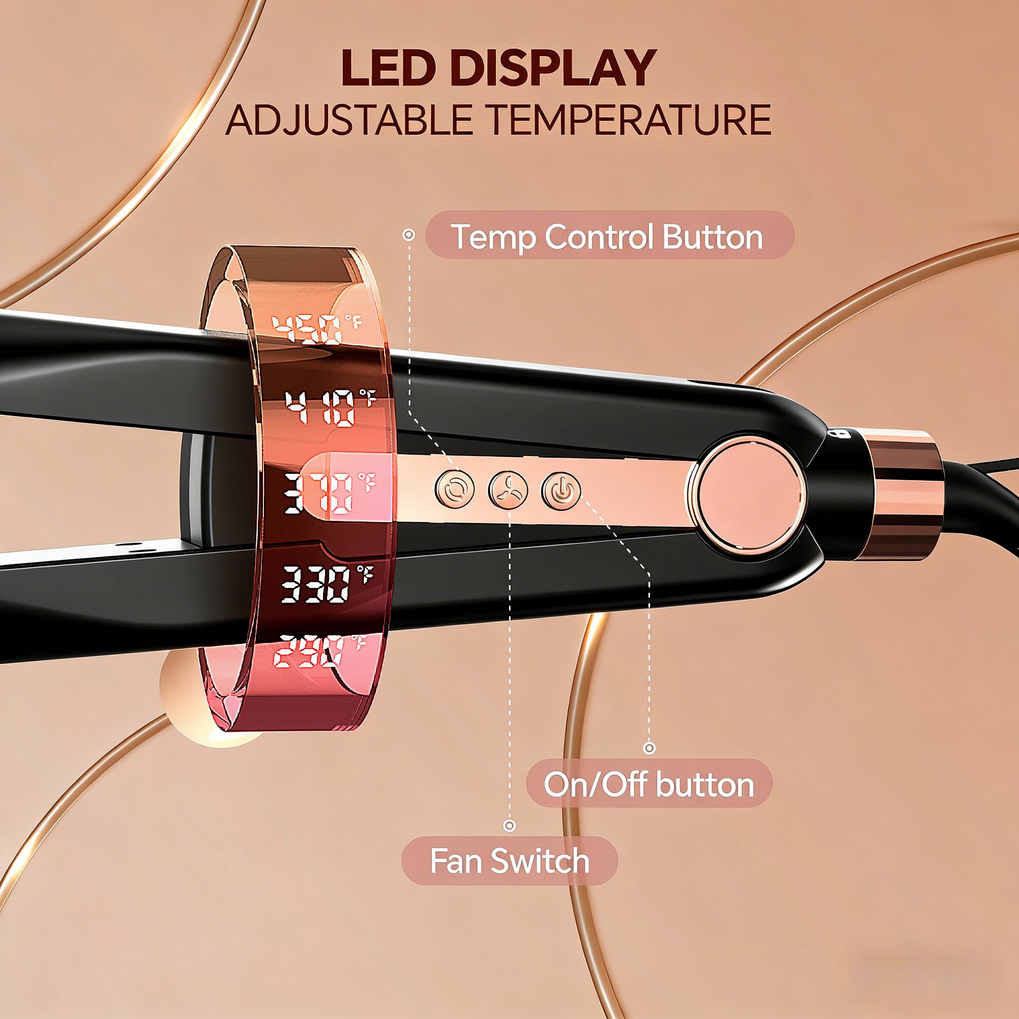NICEBAY Airflow Styling Curling Iron, Hair Straightener, 1 inch Curling Wand, 360° Cool Air Vent, Flat Iron, Universal Voltage