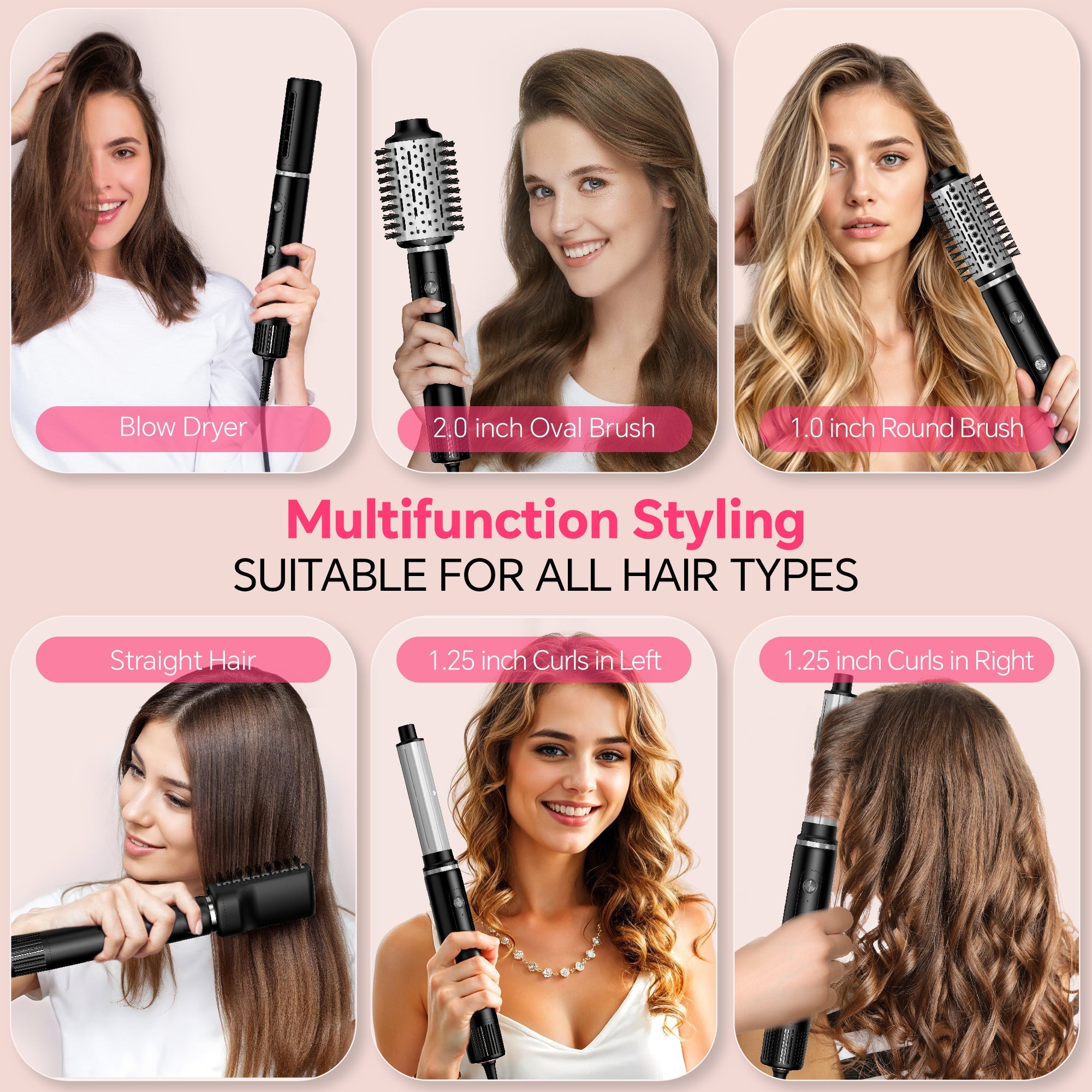 NICEBAY Hair Dryer Brush, Hot Air Brush with 110000RPM Brushless Motor,Dryer Brush Set for Straightening
