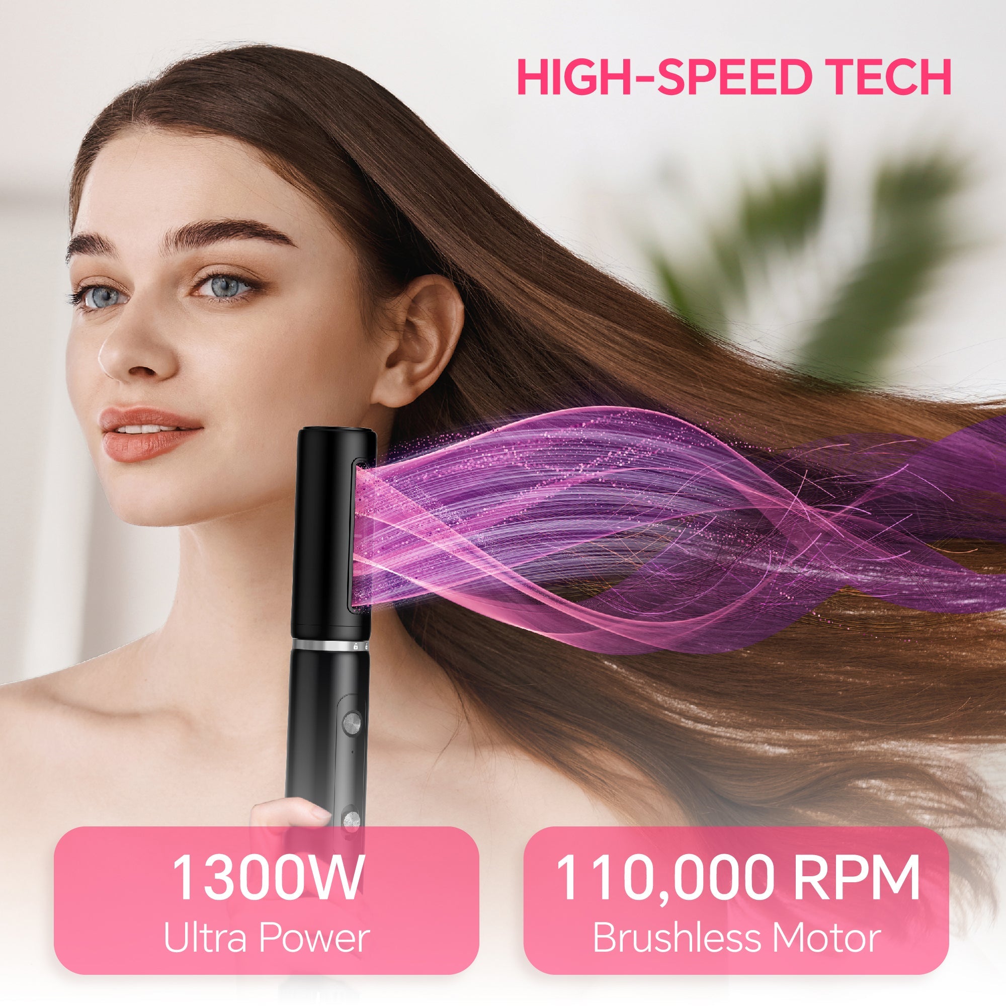NICEBAY Hair Dryer Brush, Hot Air Brush with 110000RPM Brushless Motor,Dryer Brush Set for Straightening