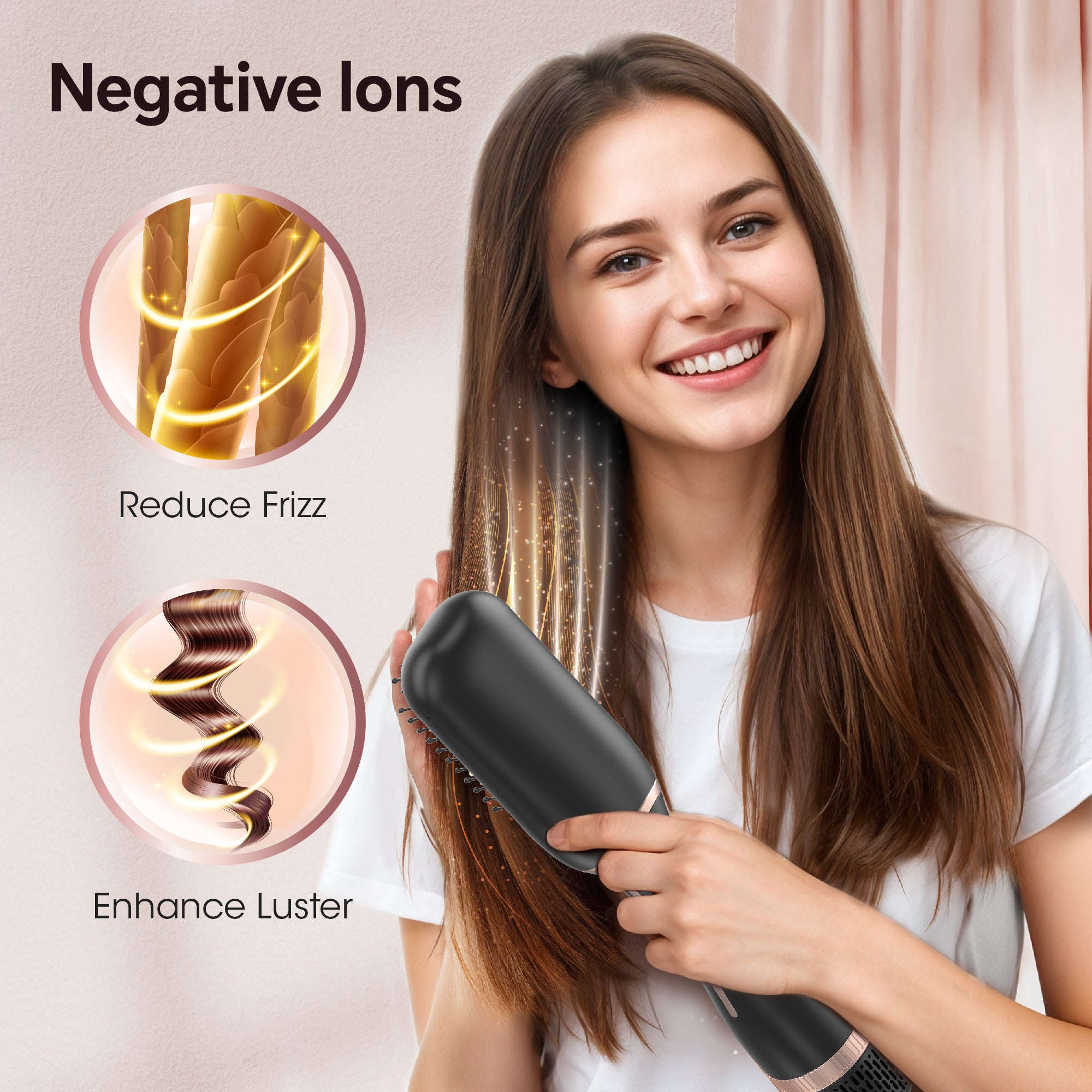 NICEBAY by SKIMI Hair Dryer Brush, Blow Dryer Brush, Curly, Dry, Oval Hot Air Brush with Air Curling Iron