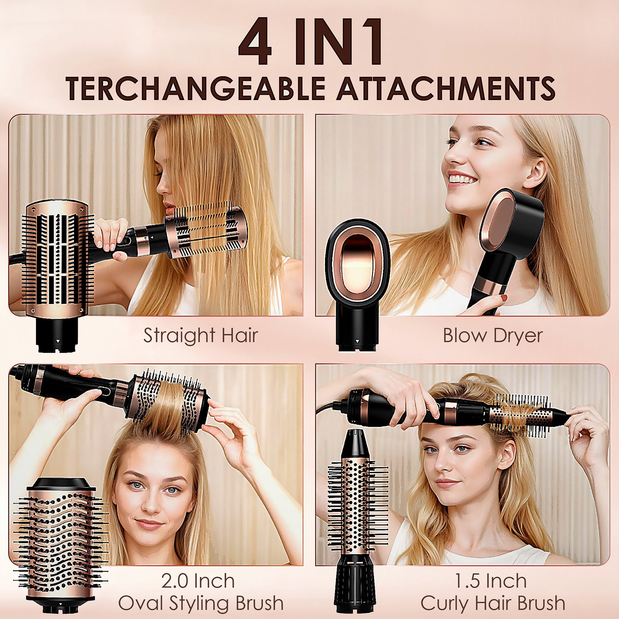 SKIMI Hair Dryer Brush, Hot Air Brush, Blow Dryer Brush Tool Set Straightener/Dryer/Curling Plastic, Round Brush Hair Dryer