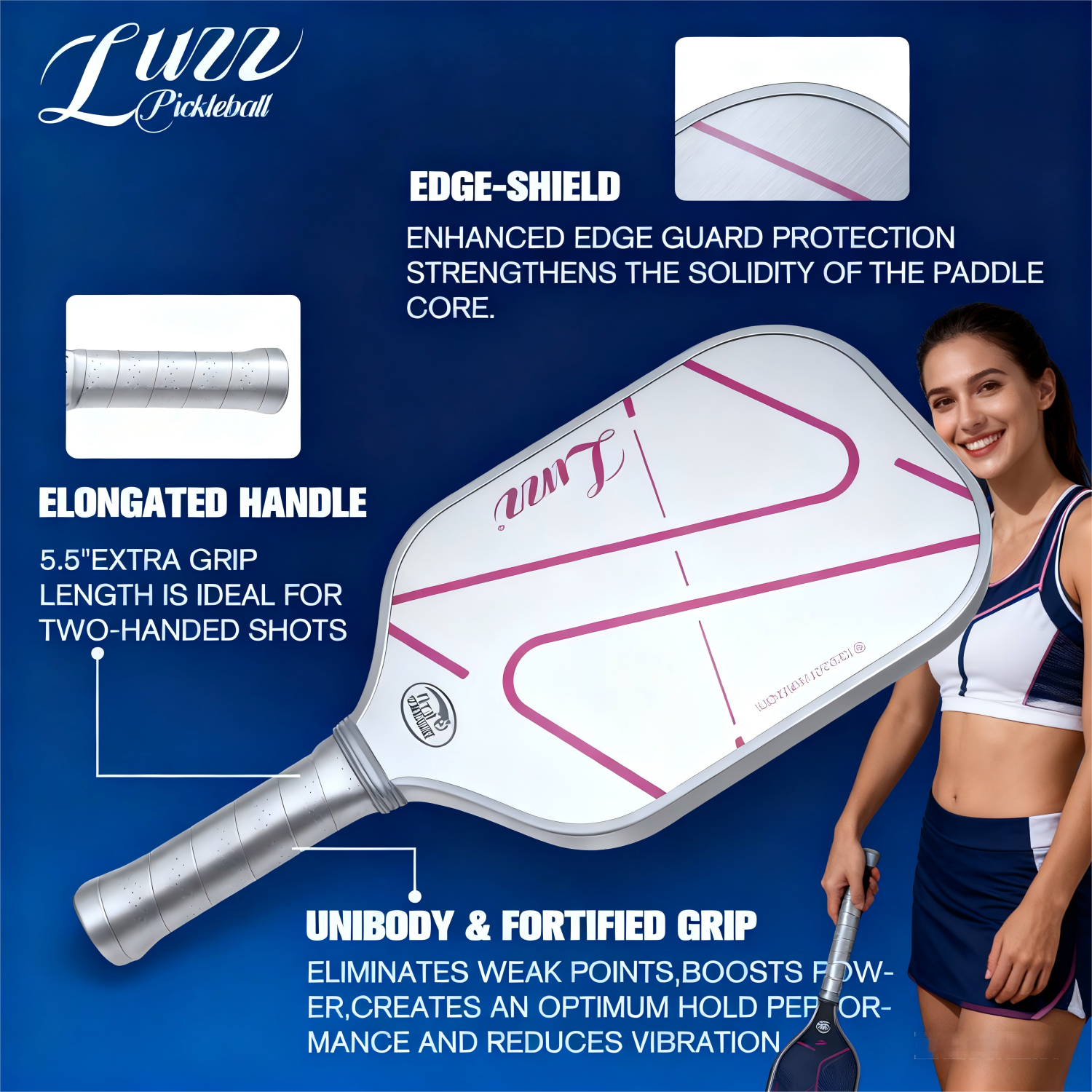 LUZZ Pickleball ZZ Attack Paddle Fully Encased Carbon Fiber T700 Exceptional Spin & Power