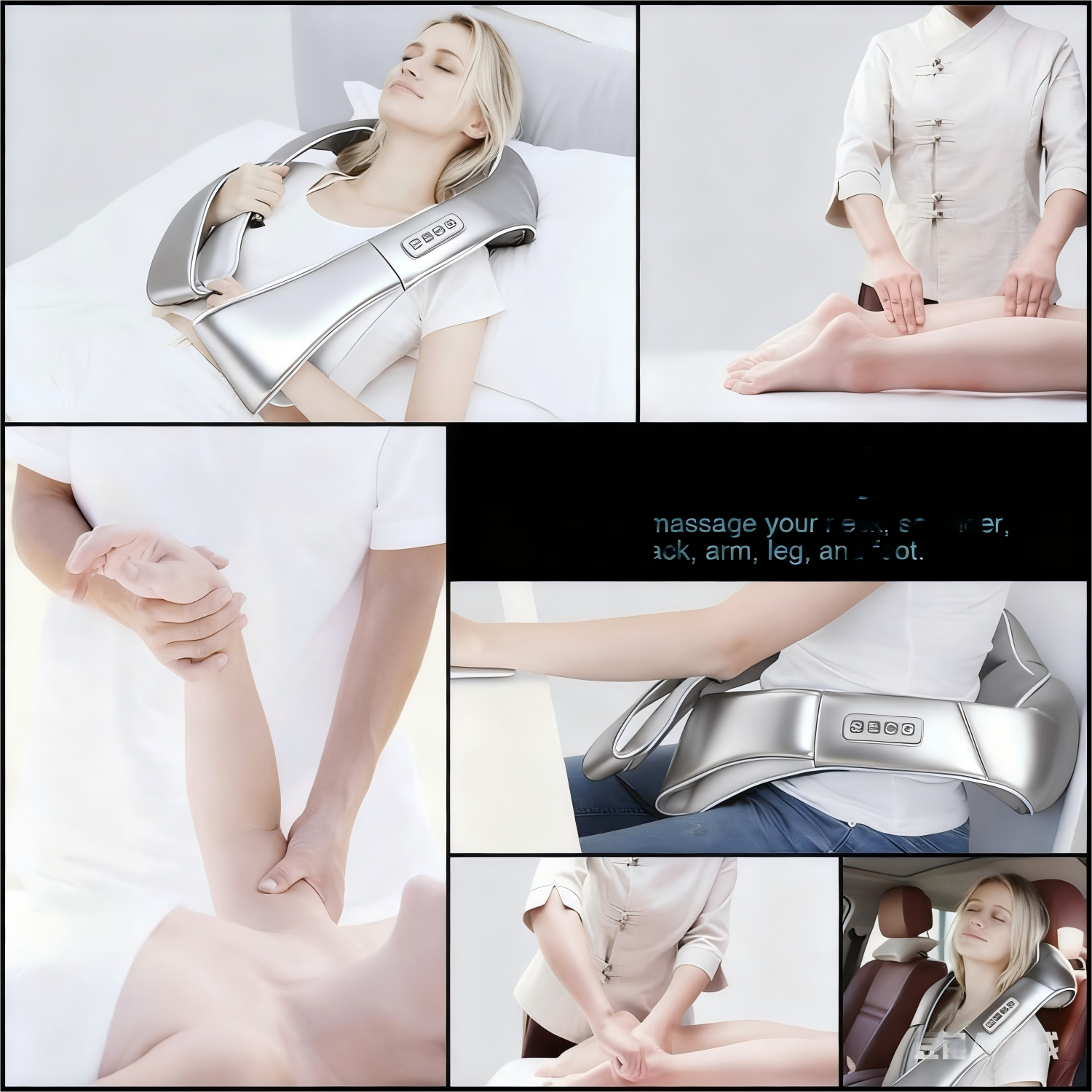 WHALL Back, Shoulder & Neck Massager with Heat Electric Deep Tissue 4D Kneading Massage Pillow