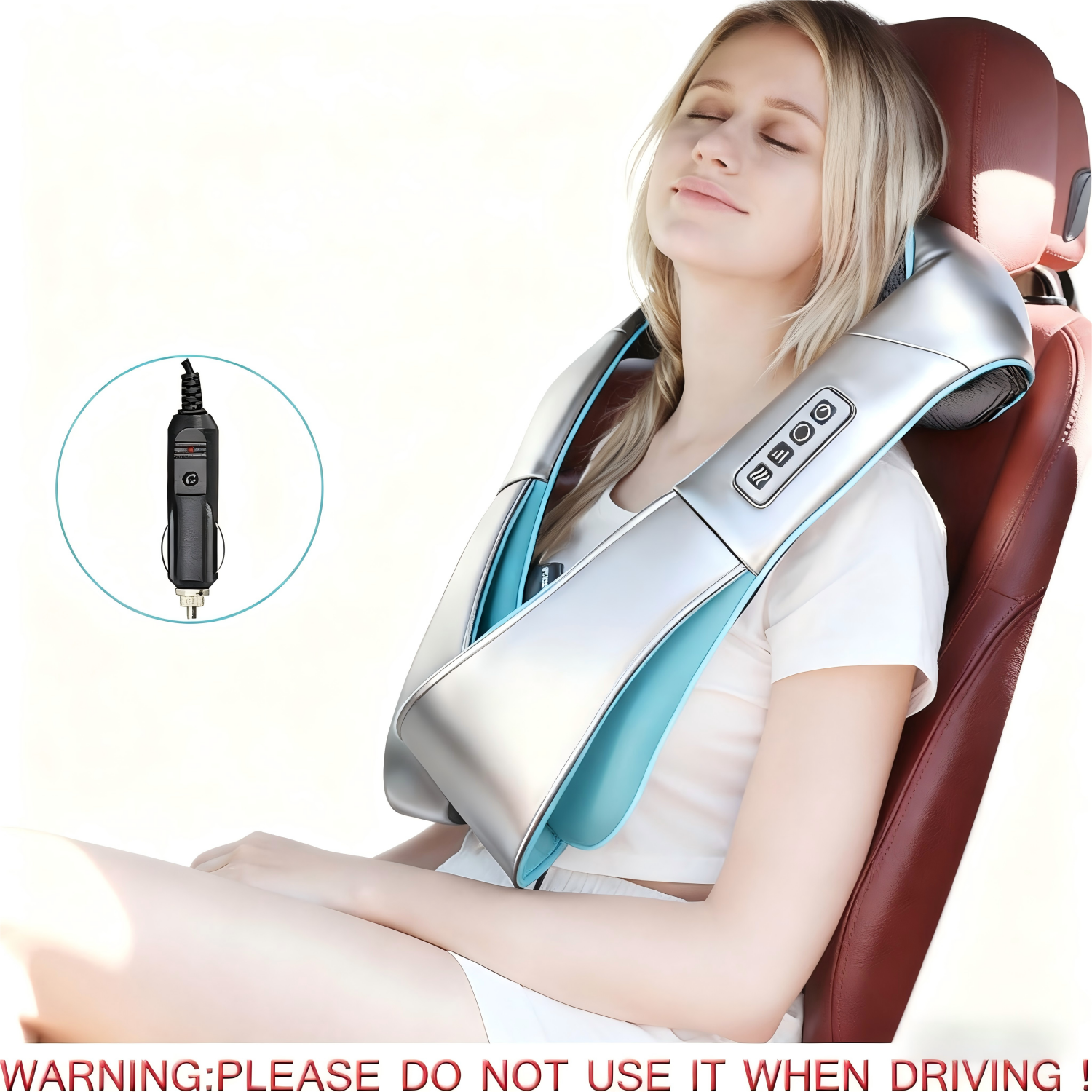 WHALL Back, Shoulder & Neck Massager with Heat Electric Deep Tissue 4D Kneading Massage Pillow
