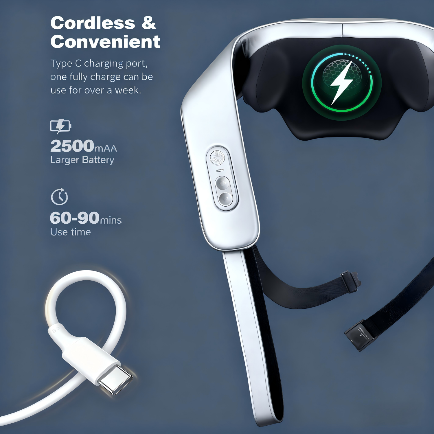 NICEBAY Cordless Neck and Shoulder Massager with Heat 4D Shiatsu Deep Kneading, Graphene Heating, Portable Back & Neck Massager