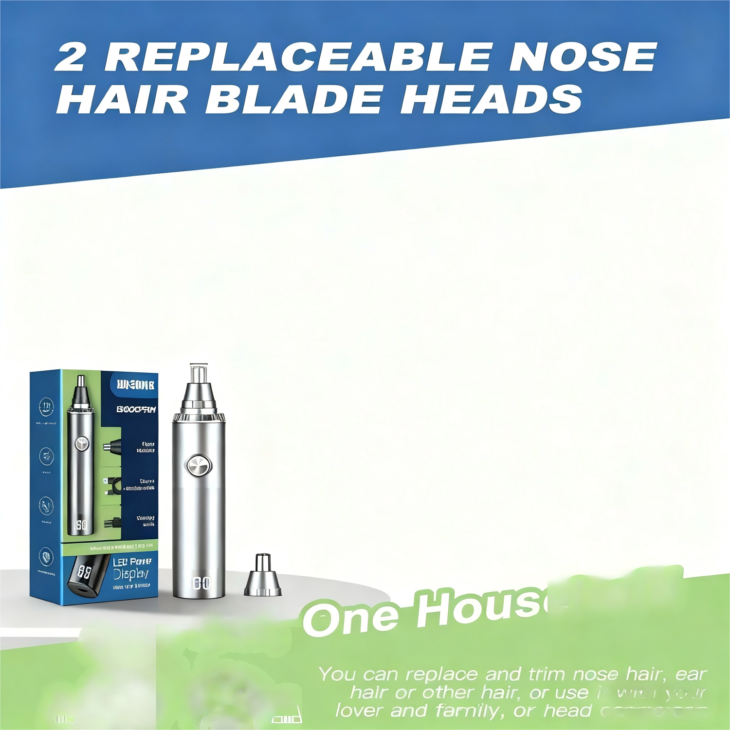 NICEBAY Ear & Nose Hair Trimmer with LED Display for Men