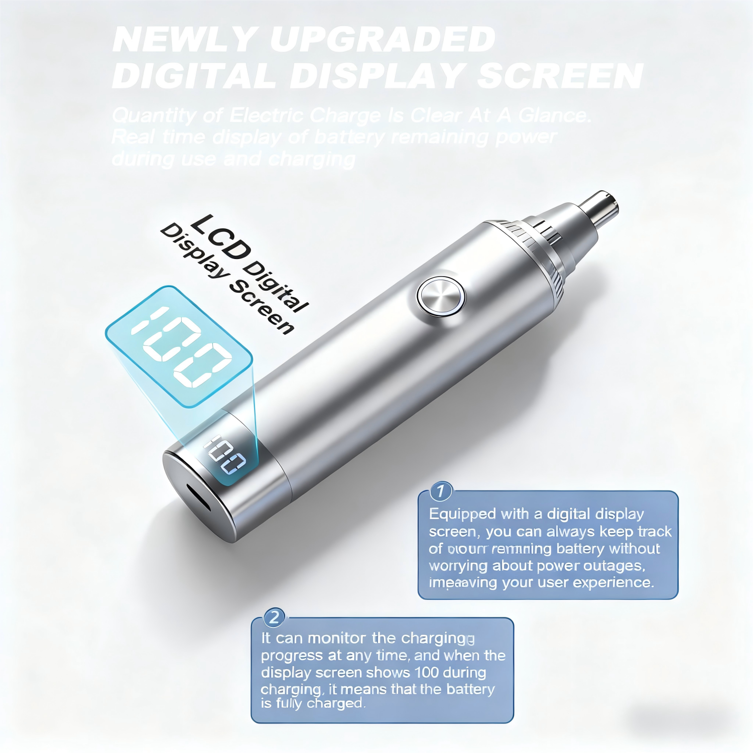 NICEBAY Ear & Nose Hair Trimmer with LED Display for Men