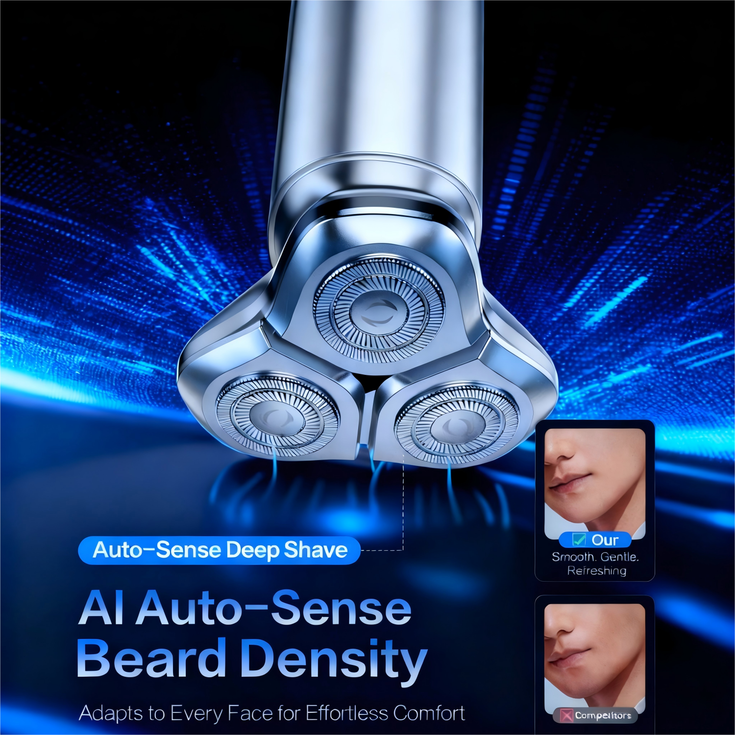 NICEBAY Electric Razor for Men, 3D Floating Head Rotary Shaver with LED Display, Type-C Fast Charging, IPX7 Waterproof, Travel Lock