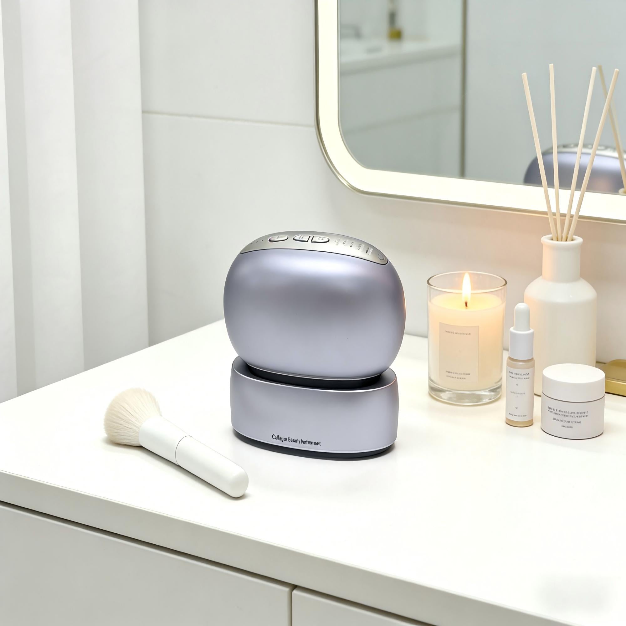 NICEBAY RF Skin Tightening Device with RED LED Light Wrinkle Removal Light Therapy, RF Skin Rejuvenation Machine, Cordless, Mini Size