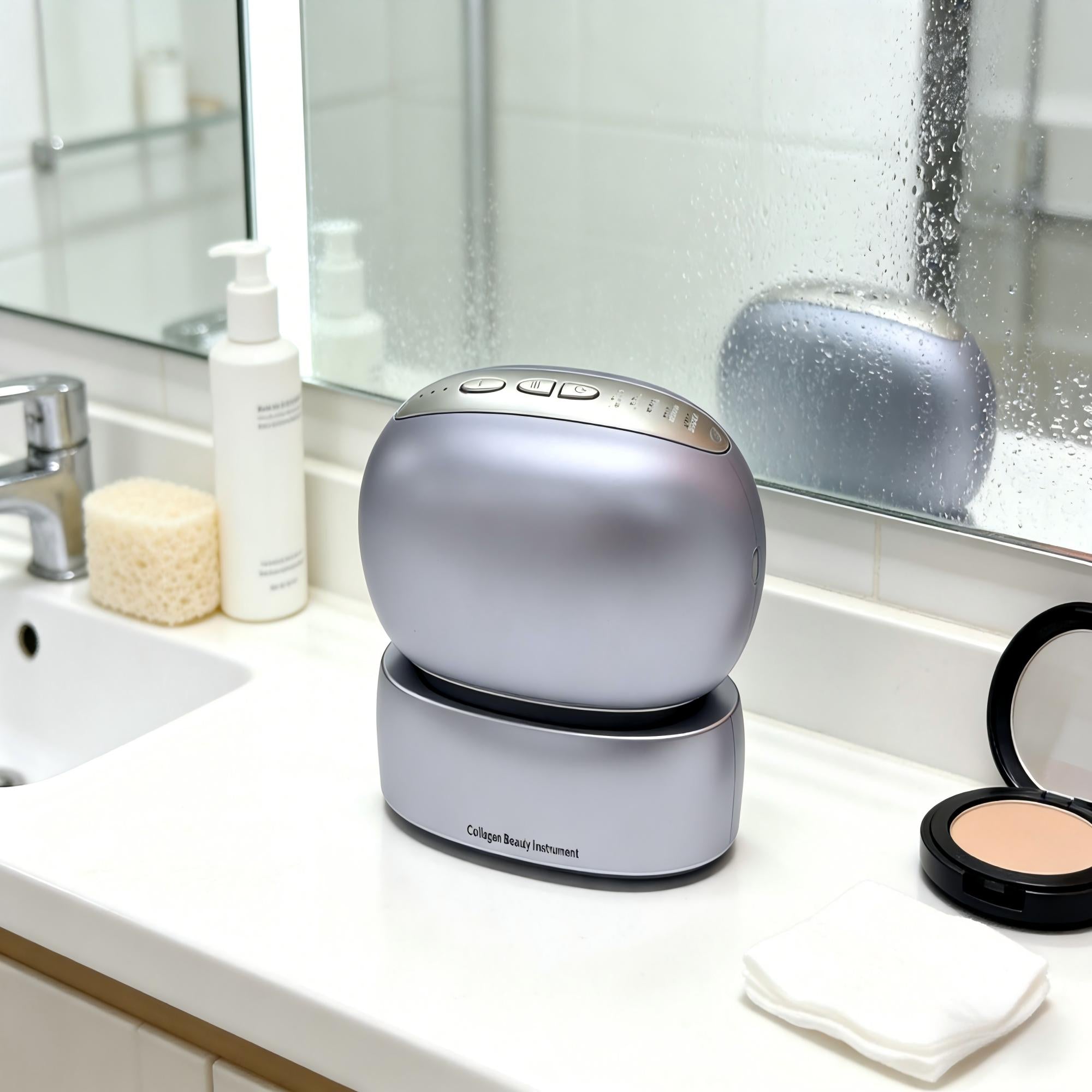 NICEBAY RF Skin Tightening Device with RED LED Light Wrinkle Removal Light Therapy, RF Skin Rejuvenation Machine, Cordless, Mini Size