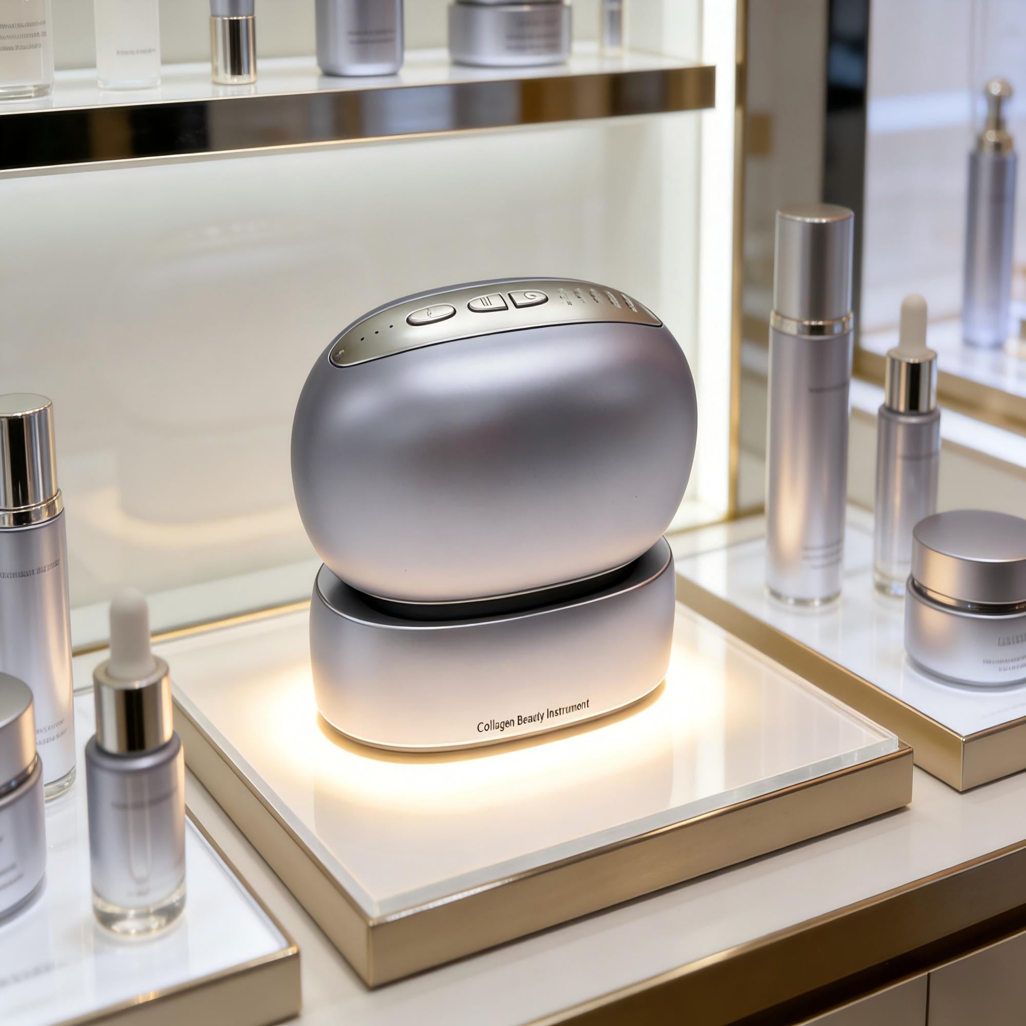 NICEBAY RF Skin Tightening Device with RED LED Light Wrinkle Removal Light Therapy, RF Skin Rejuvenation Machine, Cordless, Mini Size