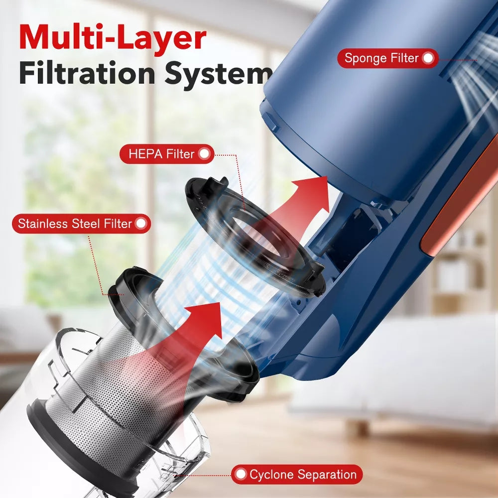 WHALL Cordless Vacuum Cleaner, 25Kpa Stick Cordless Vacuum 280W Brushless Motor, lightweight Vacuum Lightweight for Home, Hardwood Vacuum Rechargeable
