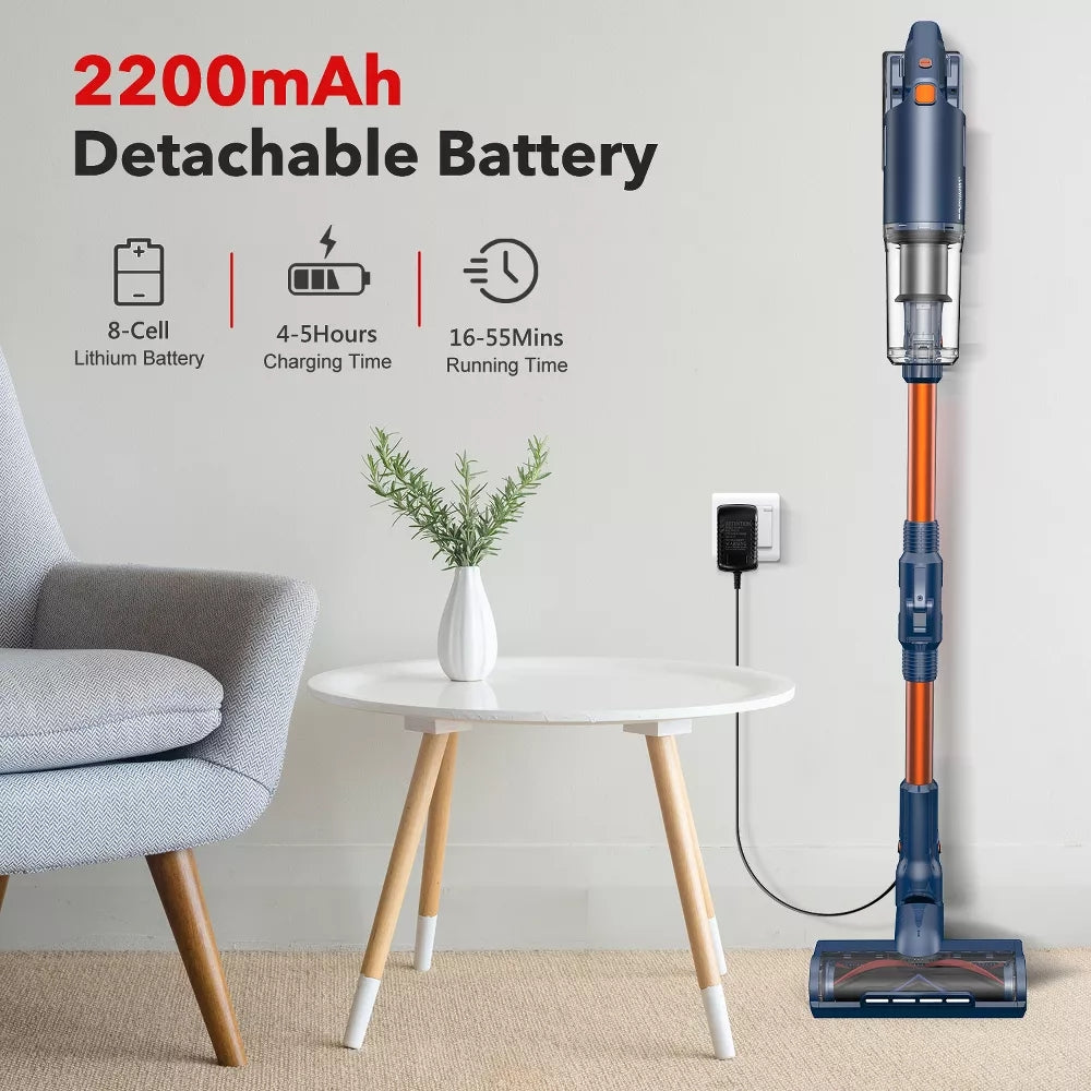 WHALL Cordless Vacuum Cleaner, 25Kpa Stick Cordless Vacuum 280W Brushless Motor, lightweight Vacuum Lightweight for Home, Hardwood Vacuum Rechargeable