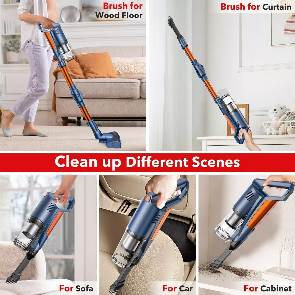 WHALL Cordless Vacuum Cleaner, 25Kpa Stick Cordless Vacuum 280W Brushless Motor, lightweight Vacuum Lightweight for Home, Hardwood Vacuum Rechargeable
