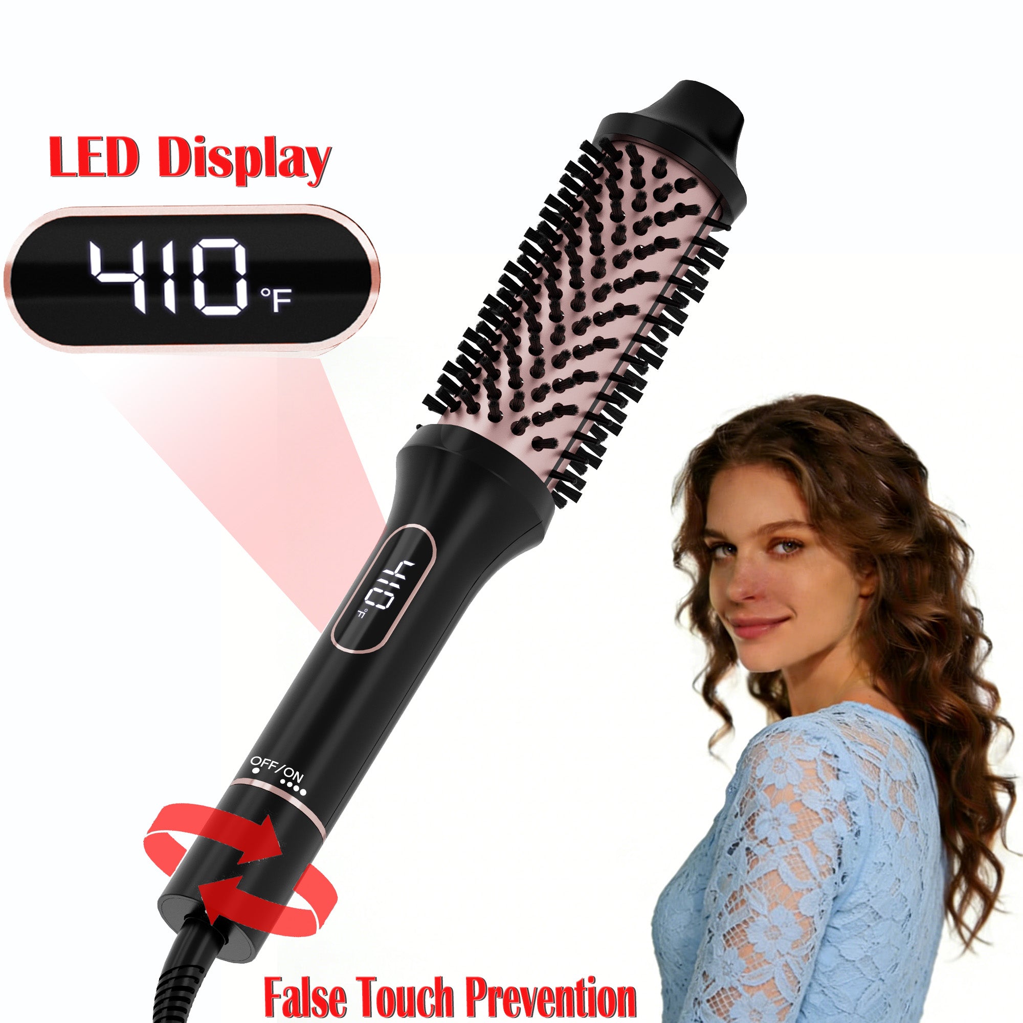 SKIMI Thermal Brush, Heated Round Brush,Curling Iron, Electric Curl Wand Anti-Scald Nylon Bristles