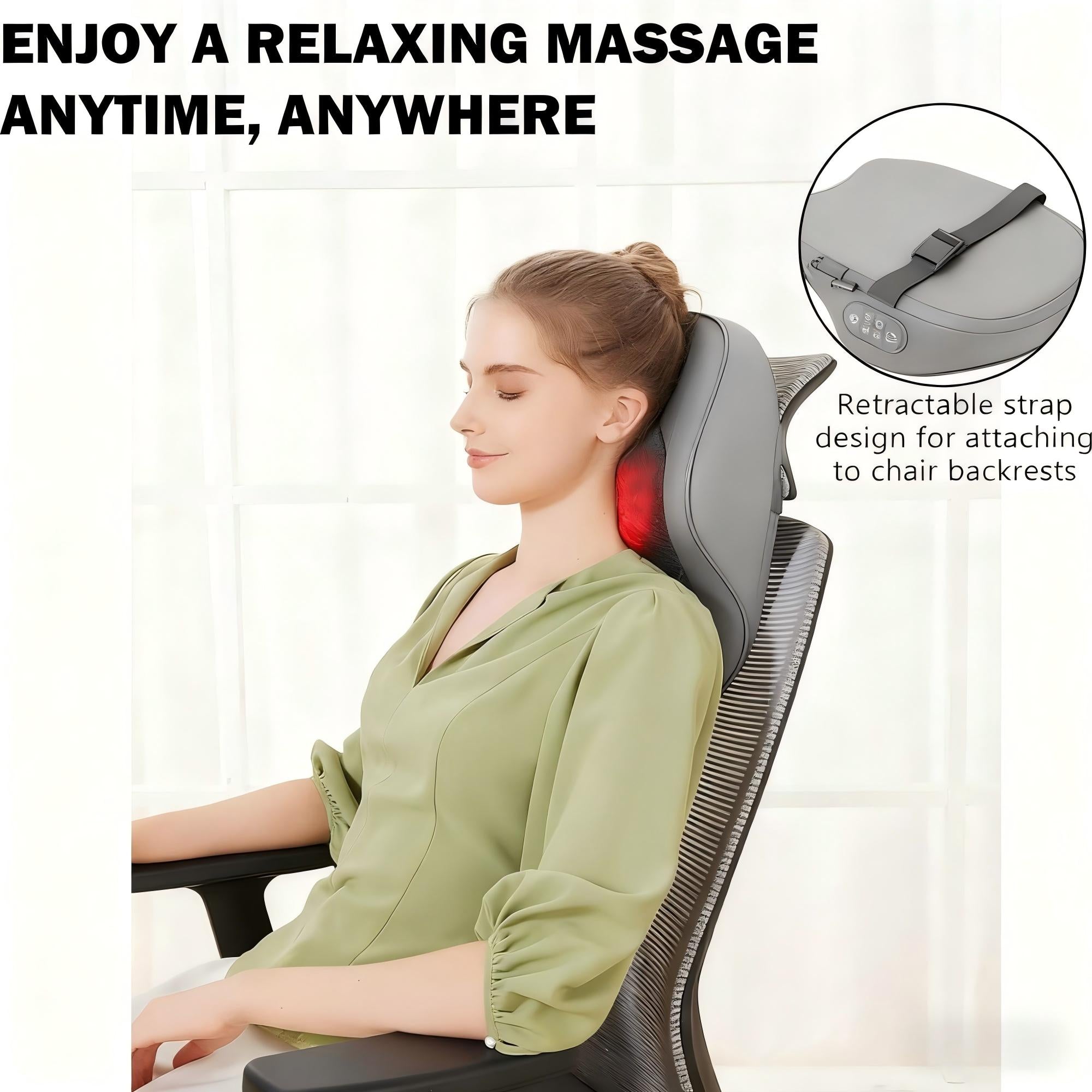 WHALL Neck and Shoulder Massager with Heat 4D Shiatsu Deep Kneading, Graphene Heating, Portable Back