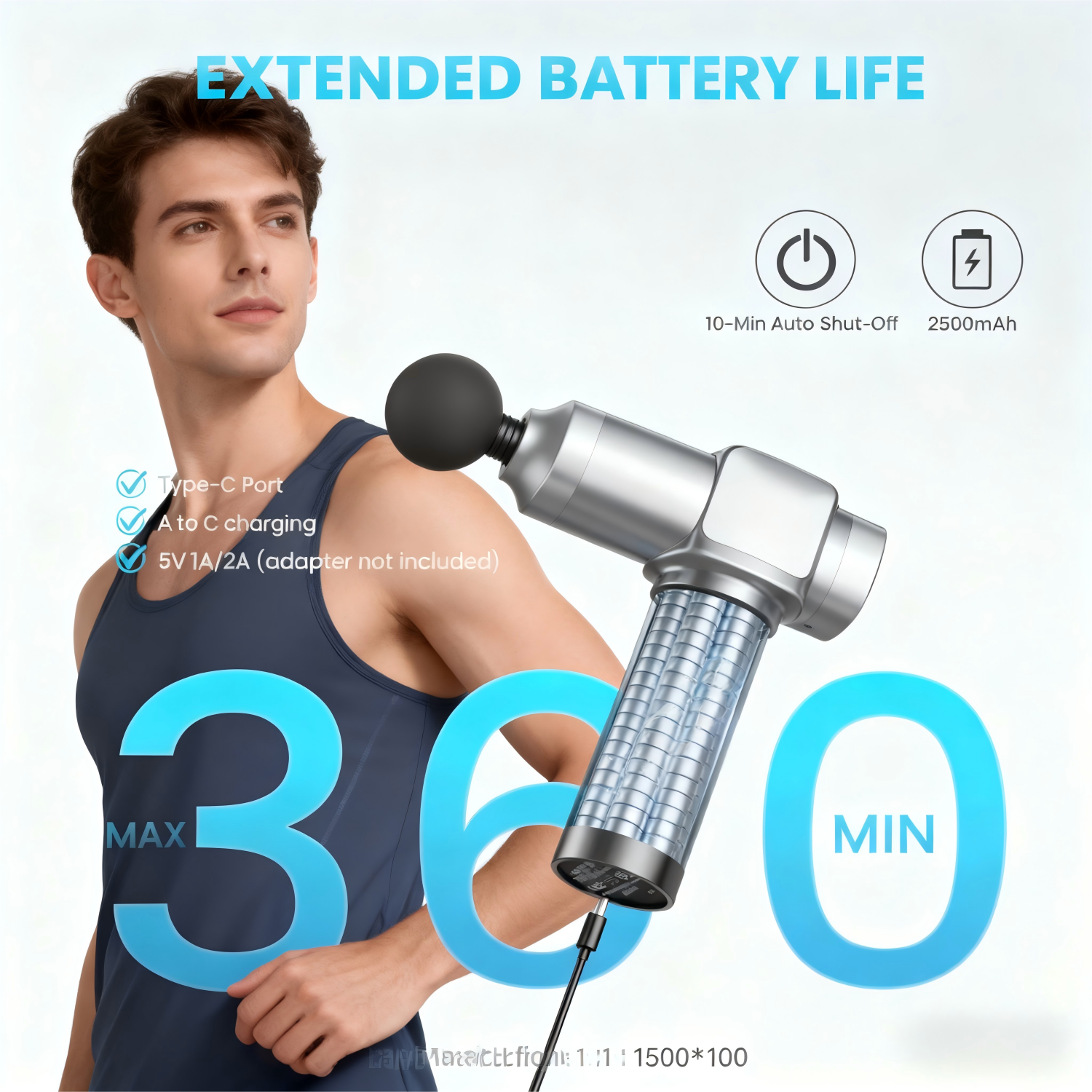 WHALL Deep Tissue Massage Gun, Portable Percussion Electric Muscle Massager for Pain Relief, Handheld Massager