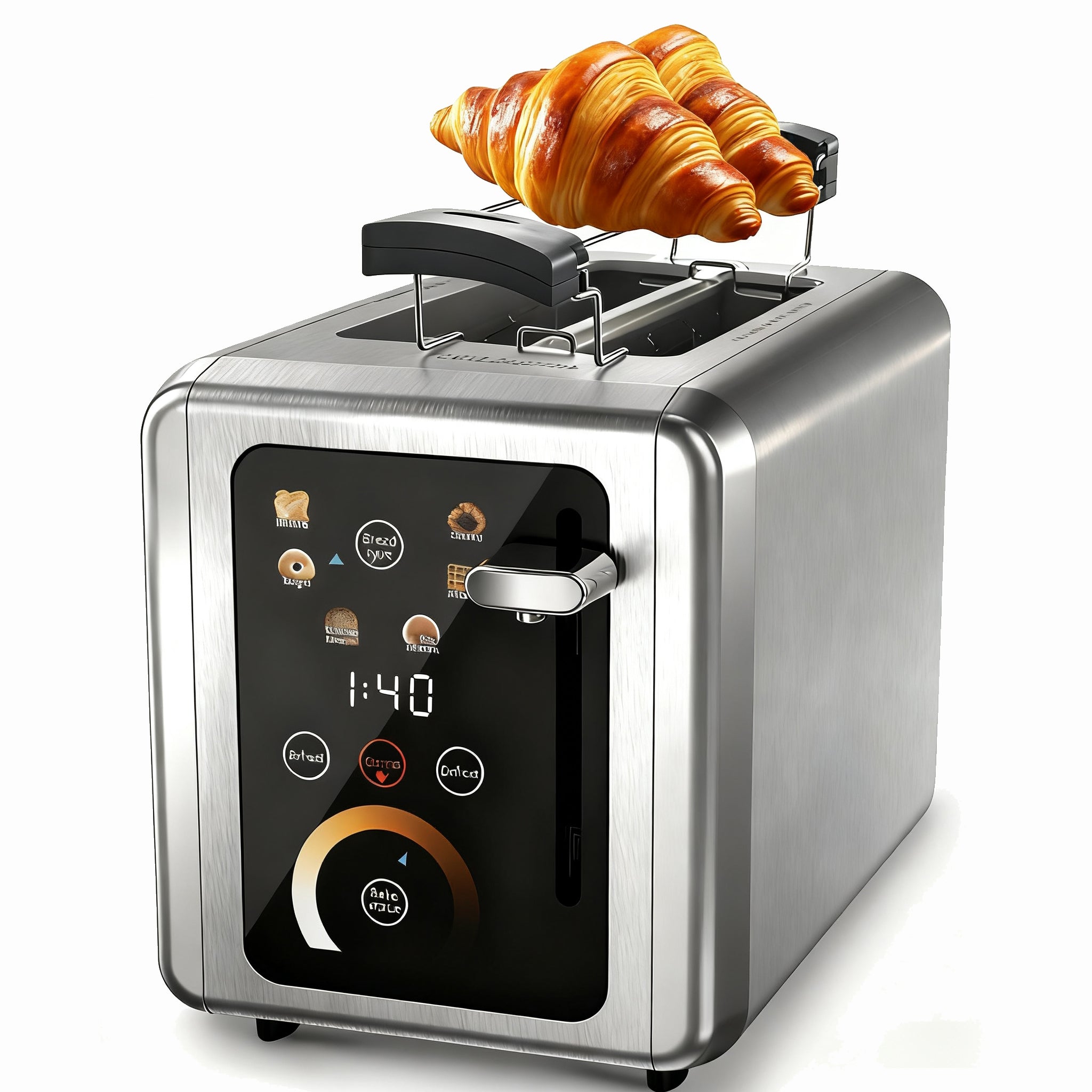 WHALL Touchscreen Toaster 2 Slice,  Stainless Steel, Warming Rack, Wide Slots, Bagel, Defrost, 850W