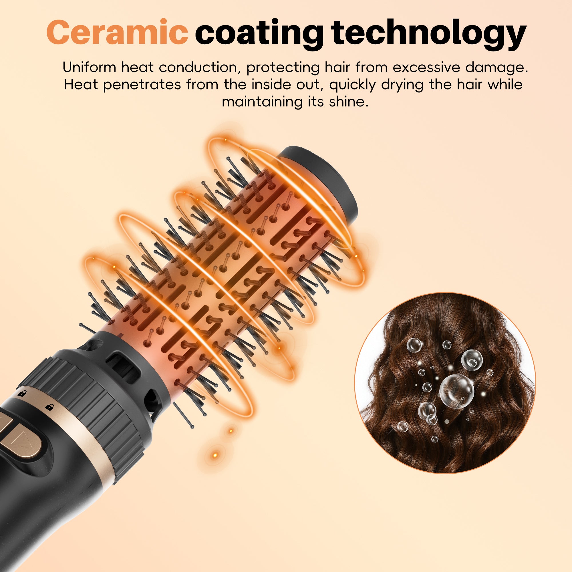 SKIMI Rotating Hair Dryer Brush, Auto Rotating Blow Dryer Brush Spinning, Negative Ionic Brush Blow Dryer, Round Brush Blow Dryer Volumize Curling