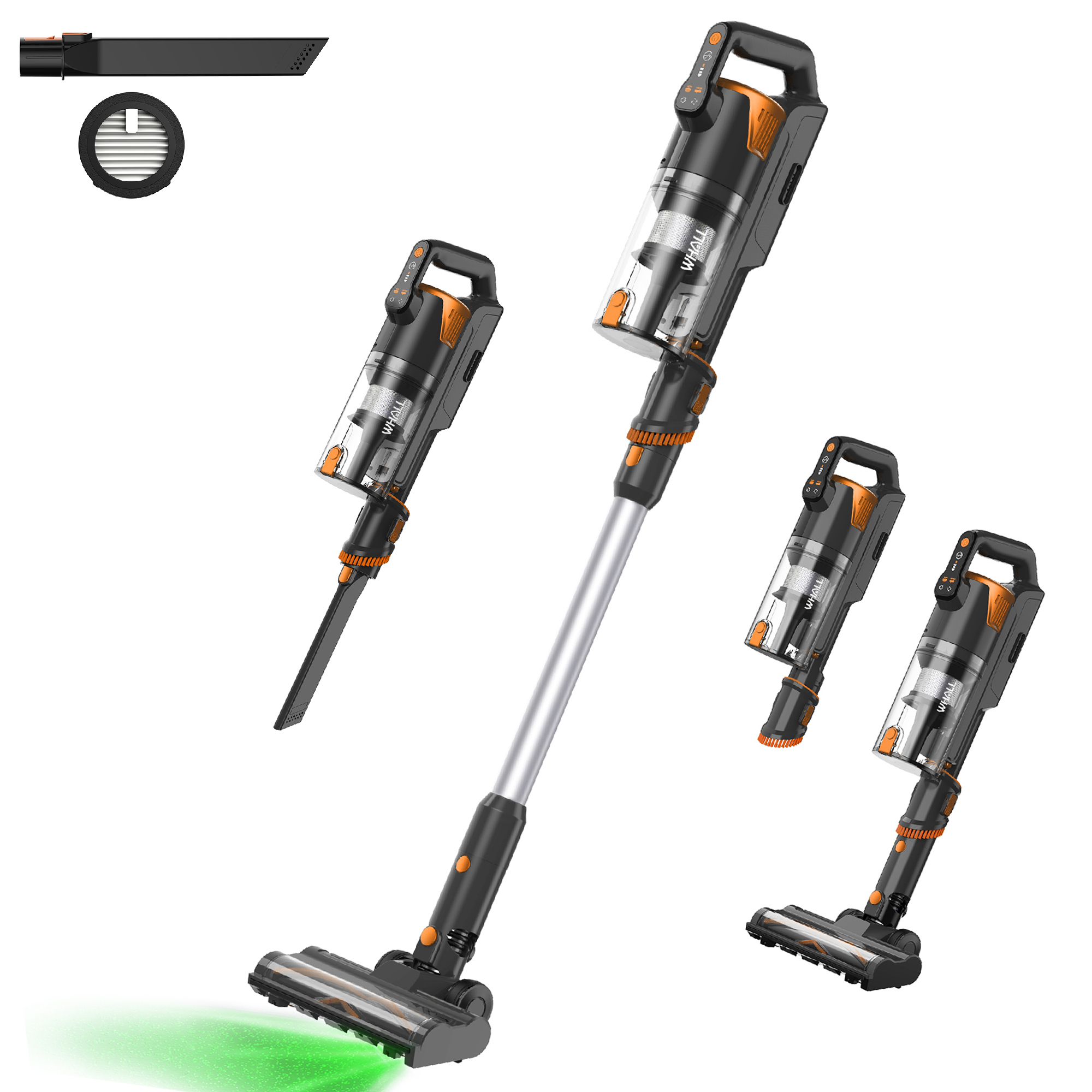 WHALL Rechargeable Cordless Stick Vacuum, Powerful Suction with 45min Battery Life, Ideal for Home/Carpet/Floor